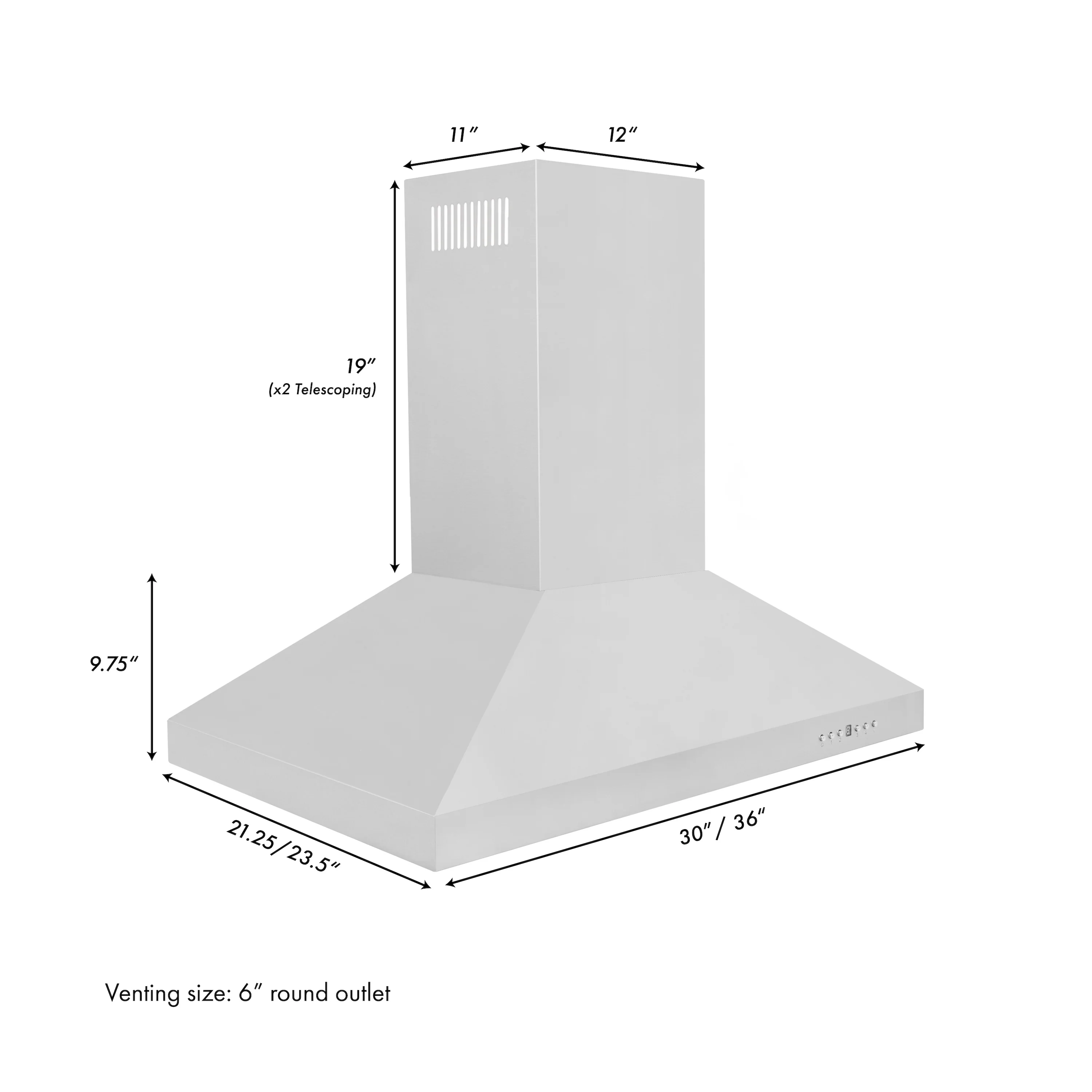 ZLINE 36" Convertible Island Mount Range Hood in Stainless Steel (KL3i-36) - Image 9