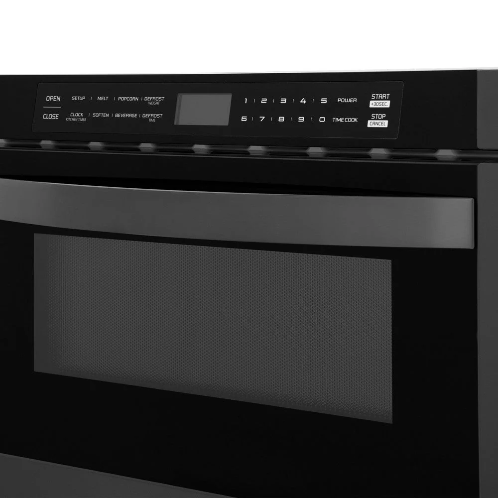 ZLINE Kitchen Package with Black Stainless Steel Refrigerator, 36 in. Dual Fuel Range, Range Hood, and Microwave Drawer (4KPR-RABRH36-MW) - Image 9