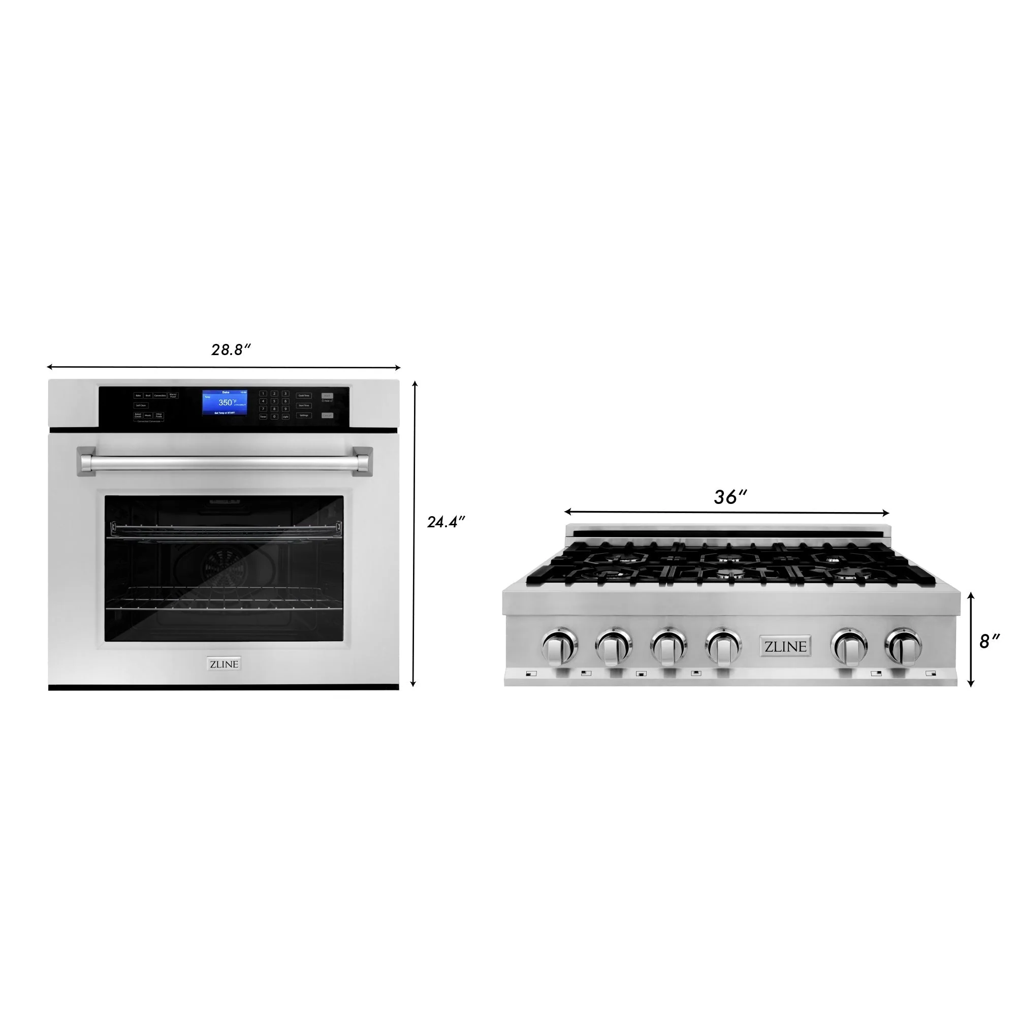 ZLINE Kitchen Package with 36 in. Stainless Steel Rangetop and 30 in. Single Wall Oven (2KP-RTAWS36) - Image 9
