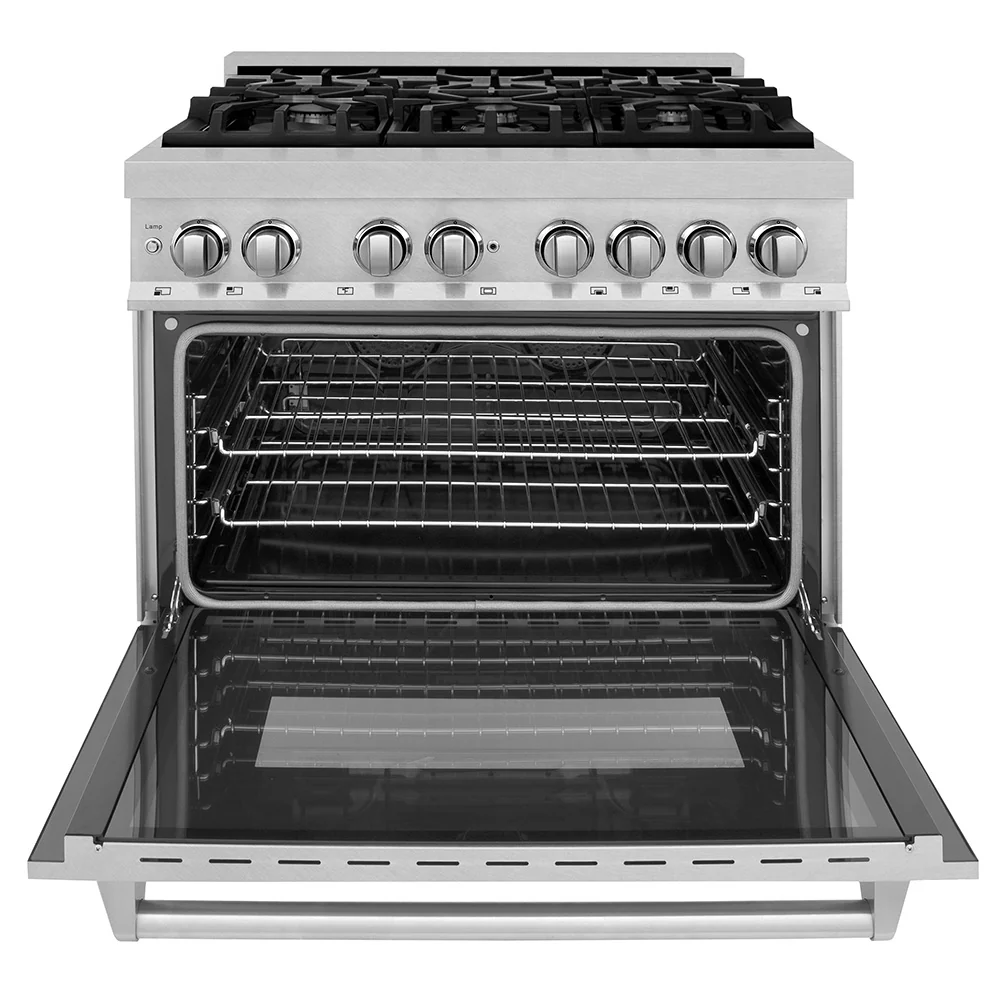 ZLINE 36 in. 4.6 cu. ft. Legacy Dual Fuel Range with 6 Burner Gas Cooktop and Electric Convection Oven in Satin Stainless Steel (RAS-SN-36) - Image 4