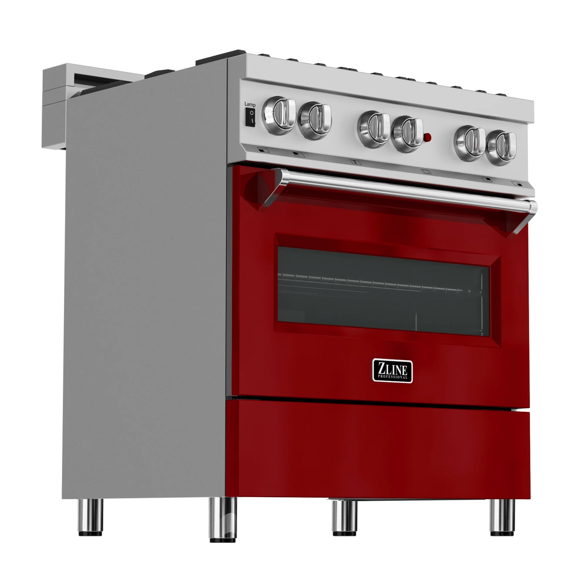 ZLINE 36 in. 4.6 cu. ft. Legacy Dual Fuel Range with 6 Burner Gas Cooktop and Electric Convection Oven in Satin Stainless Steel and Red Gloss Door (RAS-RG-36) - Image 4