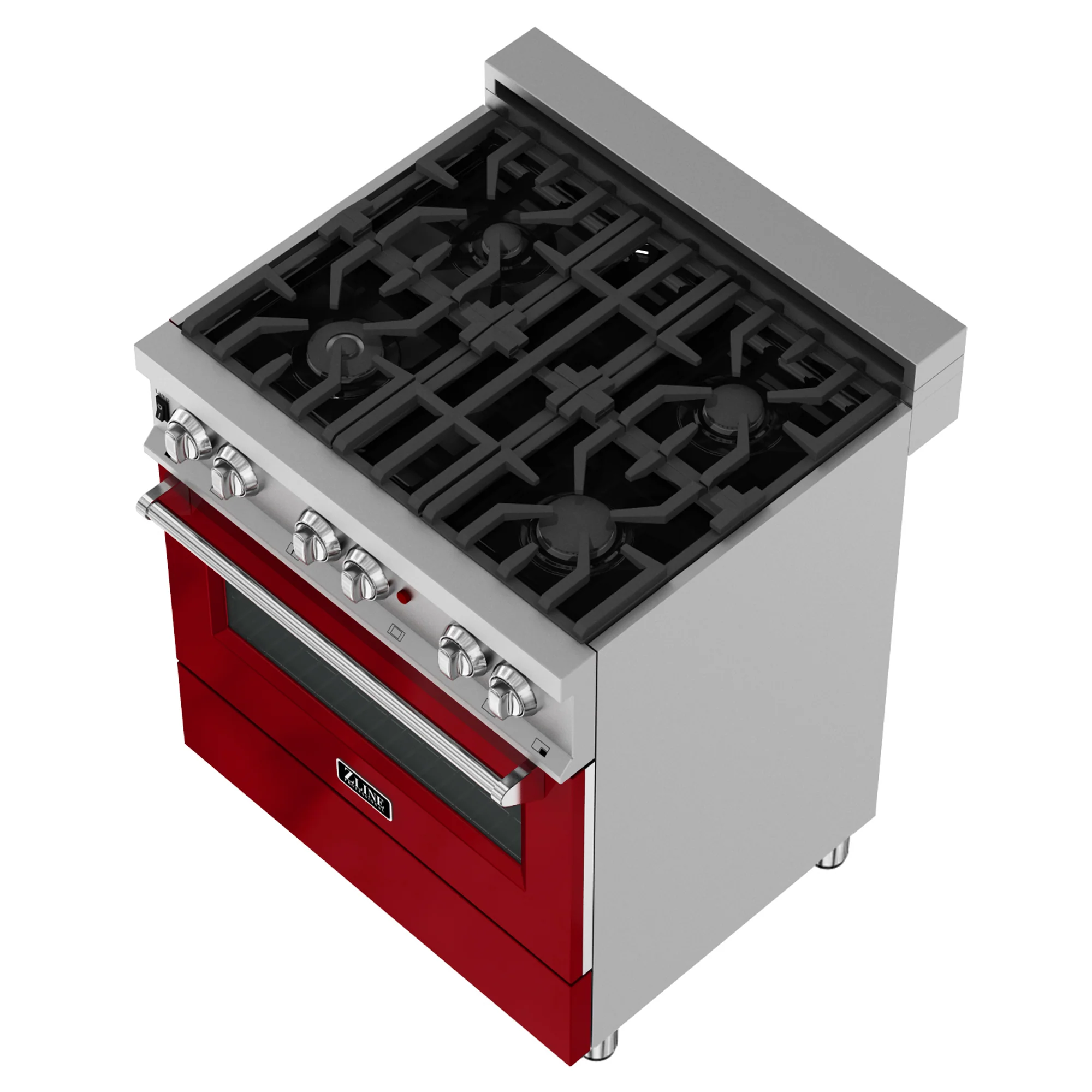 ZLINE 36 in. 4.6 cu. ft. Legacy Dual Fuel Range with 6 Burner Gas Cooktop and Electric Convection Oven in Satin Stainless Steel and Red Gloss Door (RAS-RG-36) - Image 6