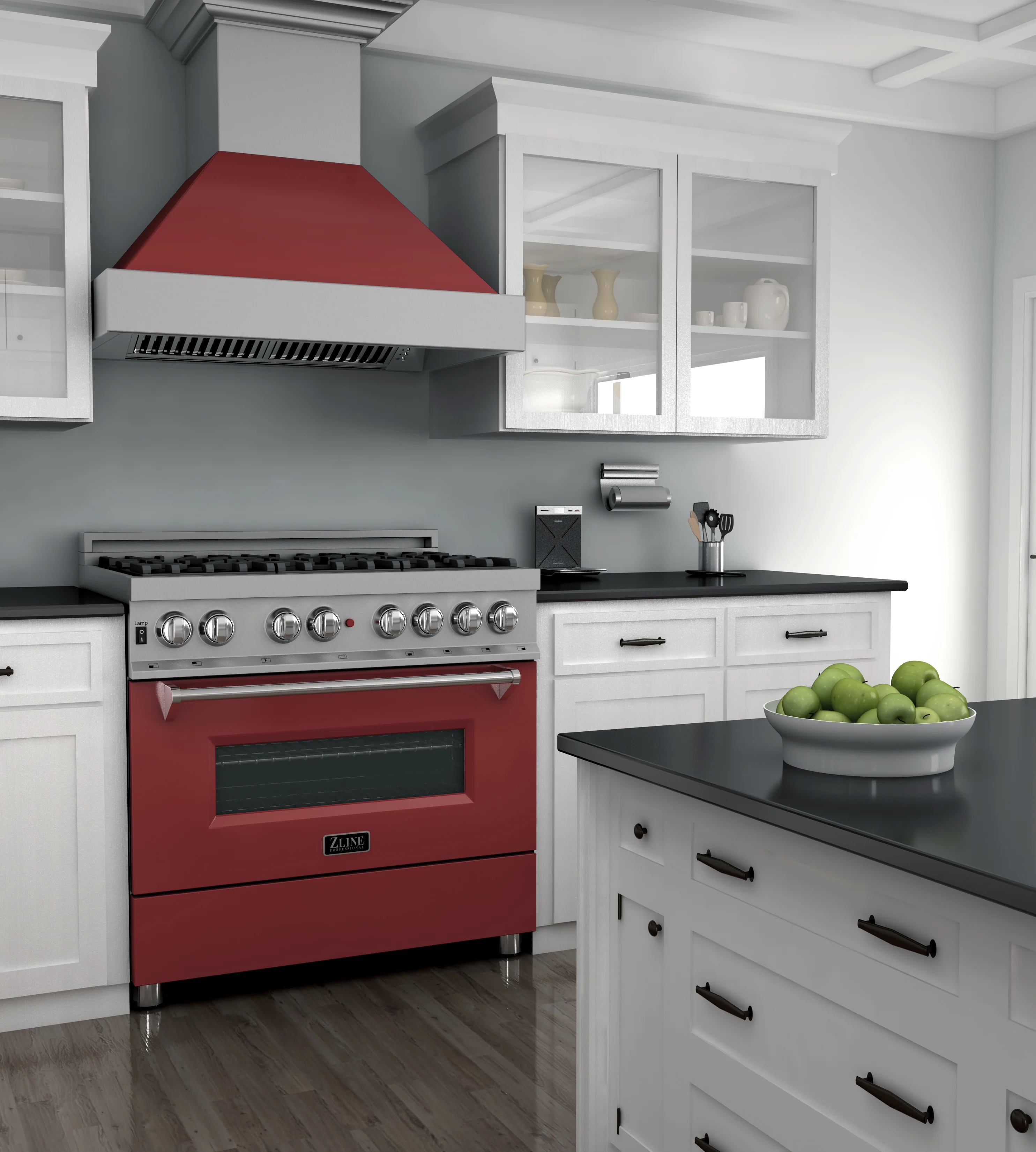 ZLINE 36 in. 4.6 cu. ft. Legacy Dual Fuel Range with 6 Burner Gas Cooktop and Electric Convection Oven in Satin Stainless Steel and Red Matte Door (RAS-RM-36) - Image 14