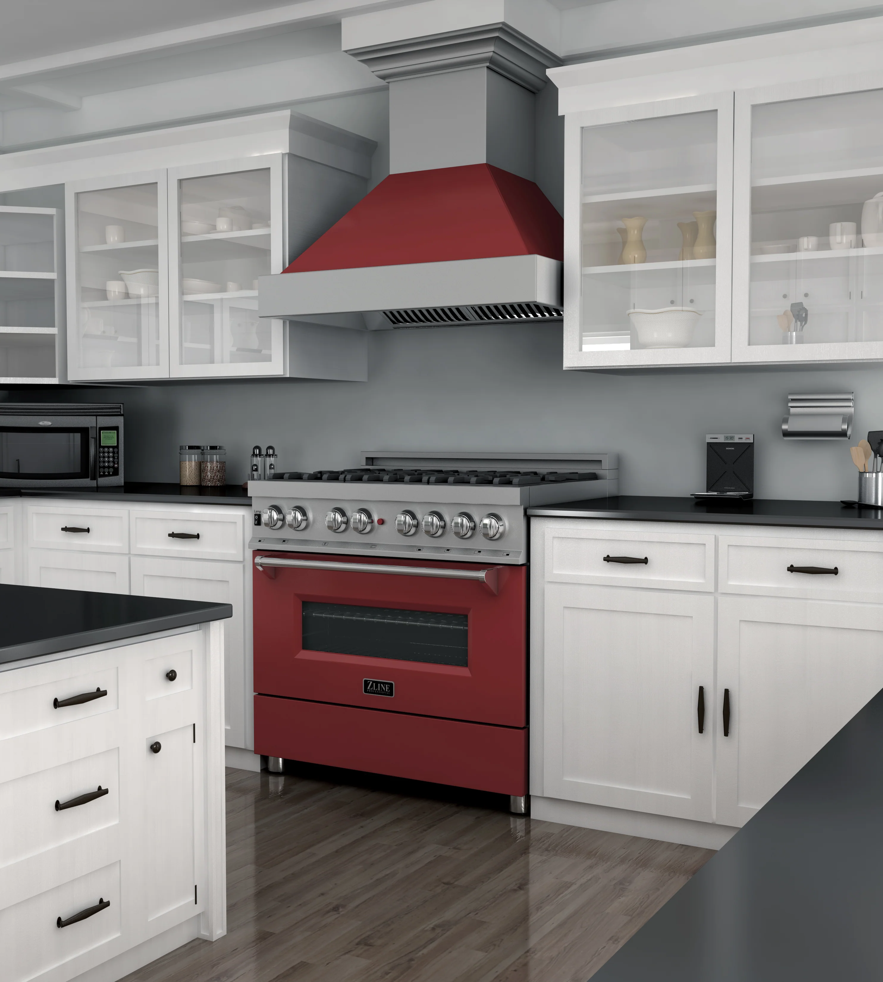 ZLINE 36 in. 4.6 cu. ft. Legacy Dual Fuel Range with 6 Burner Gas Cooktop and Electric Convection Oven in Satin Stainless Steel and Red Matte Door (RAS-RM-36) - Image 15