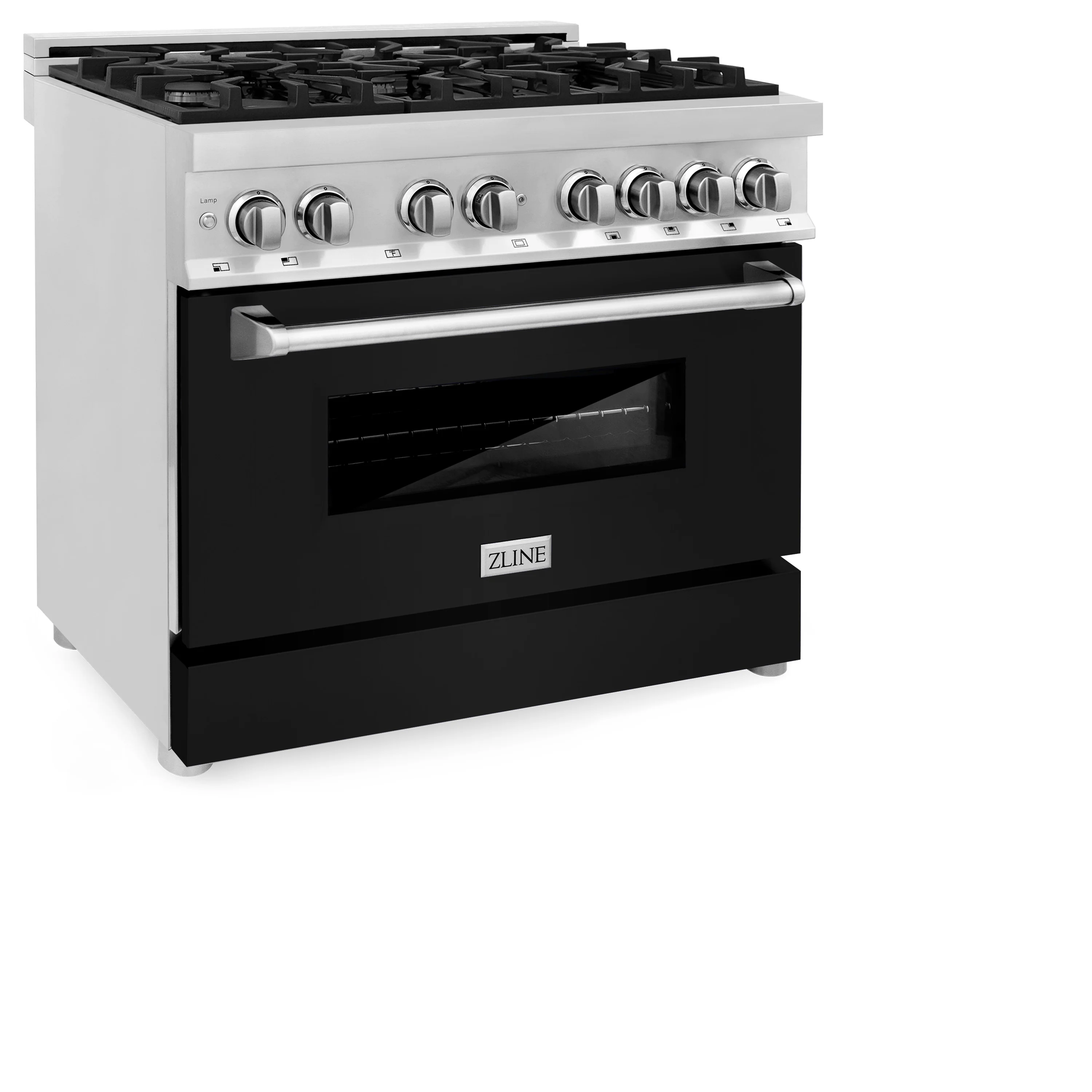 ZLINE 36 in. 4.6 cu. ft. Legacy Dual Fuel Range with 6 Burner Gas Cooktop and Electric Convection Oven in Stainless Steel and Black Matte Door (RA-BLM-36) - Image 5