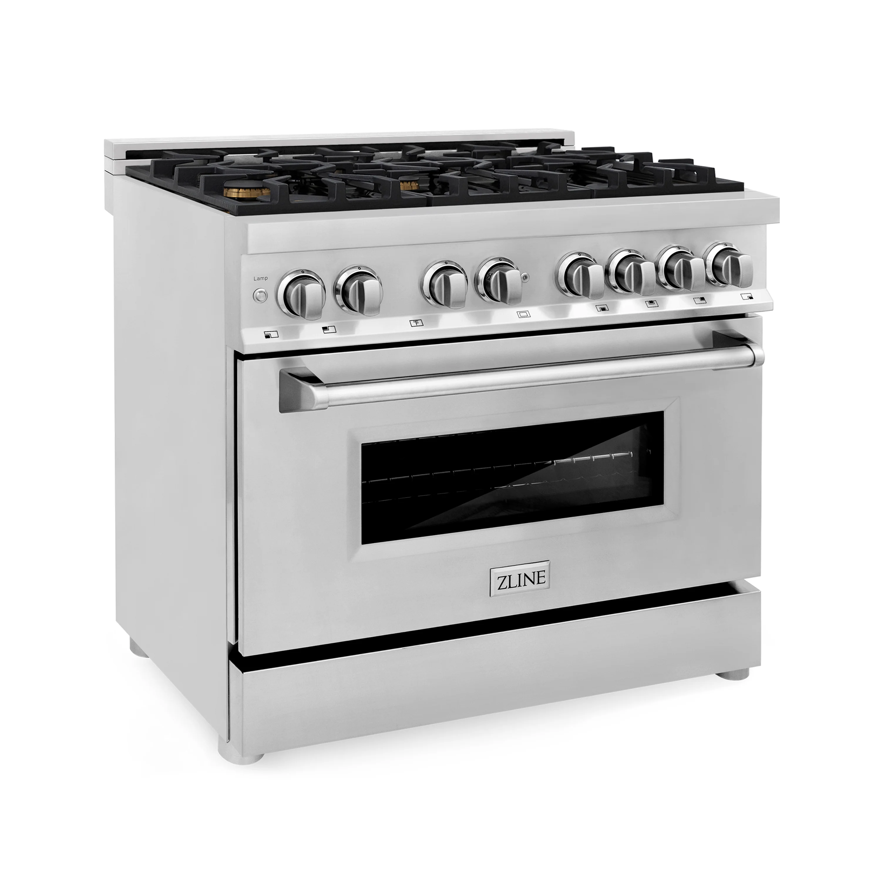 ZLINE 36 in. 4.6 cu. ft. Legacy Dual Fuel Range with Gas Cooktop and Electric Convection Oven in Stainless Steel with 6 Brass Burners (RA-BR-36) - Image 4