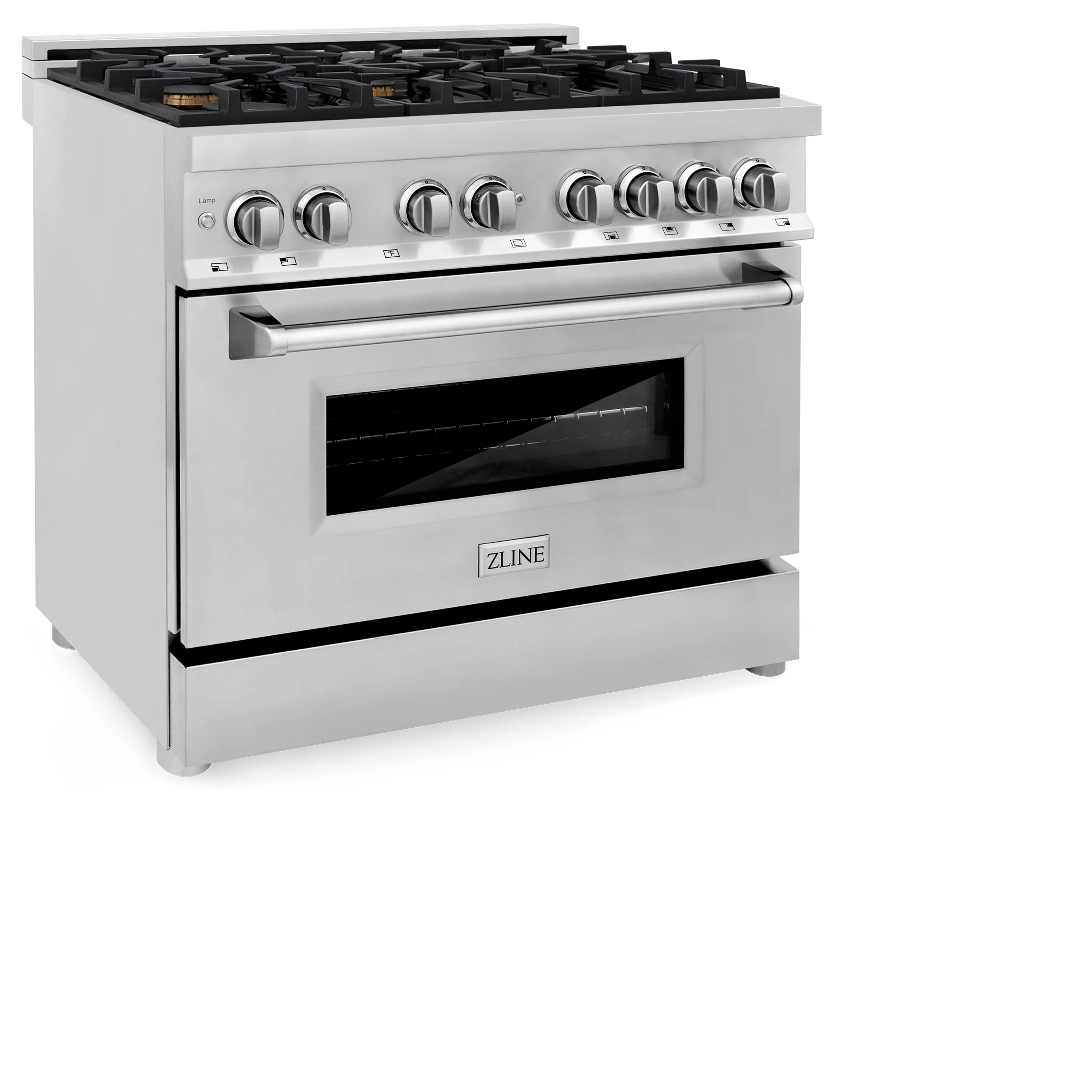 ZLINE 36 in. 4.6 cu. ft. Legacy Dual Fuel Range with Gas Cooktop and Electric Convection Oven in Stainless Steel with 6 Brass Burners (RA-BR-36) - Image 5