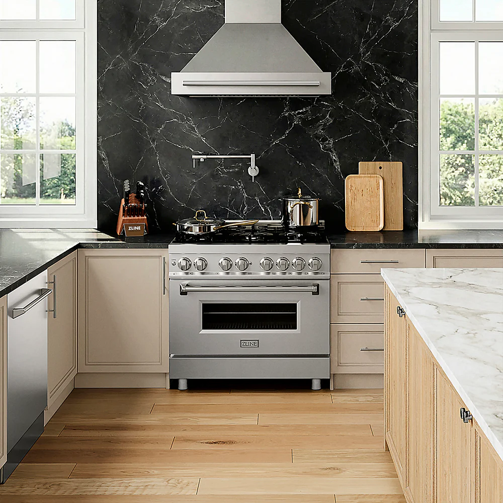 ZLINE 36 in. 4.6 cu. ft. Legacy Dual Fuel Range with 6 Burner Gas Cooktop and Electric Convection Oven in Stainless Steel (RA36) - Image 2