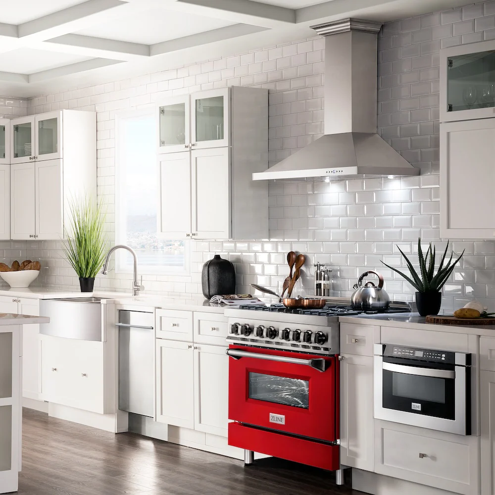 ZLINE 36 in. 4.6 cu. ft. Legacy Dual Fuel Range with 6 Burner Gas Cooktop and Electric Convection Oven in Stainless Steel and Red Matte Door (RA-RM-36) - Image 15