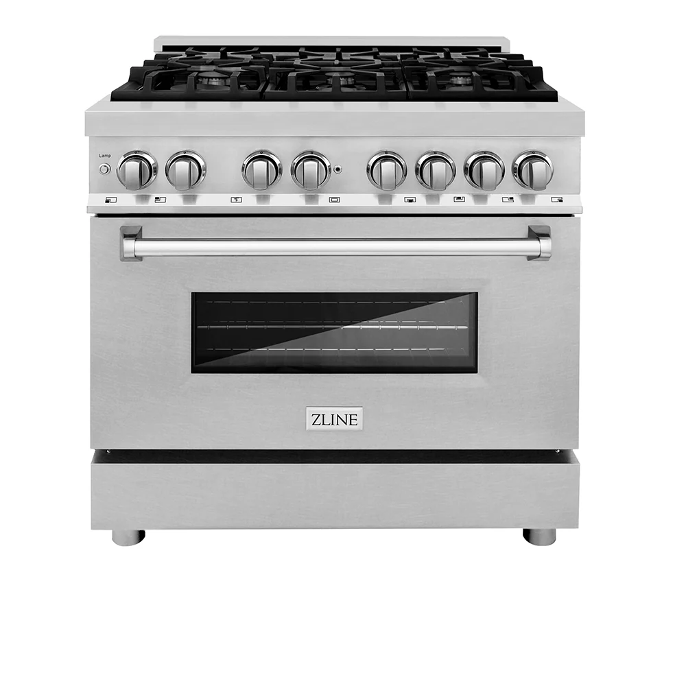 ZLINE 36 in. 4.6 cu. ft. Legacy Dual Fuel Range with 6 Burner Gas Cooktop and Electric Convection Oven in Stainless Steel with Satin Stainless Steel Door (RA-SN-36) - Image 5