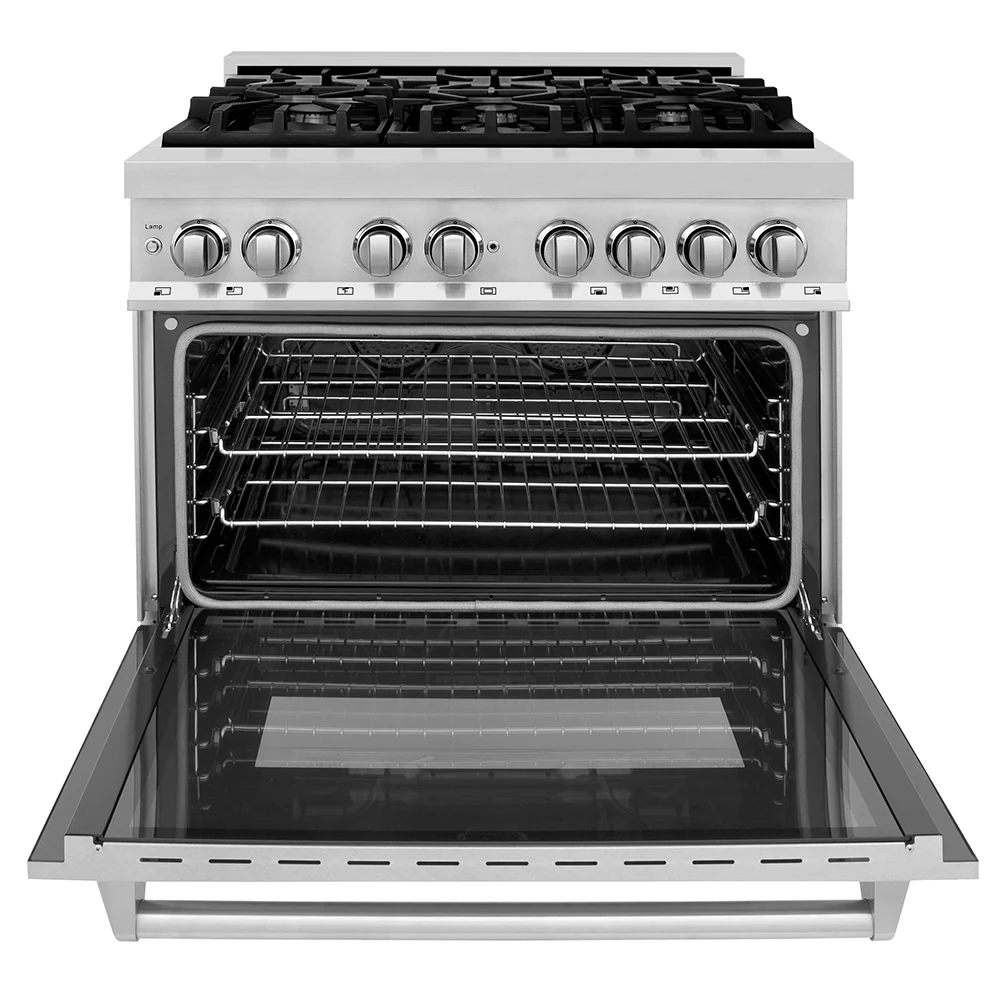 ZLINE 36 in. 4.6 cu. ft. Legacy Dual Fuel Range with 6 Burner Gas Cooktop and Electric Convection Oven in Stainless Steel with Satin Stainless Steel Door (RA-SN-36) - Image 6