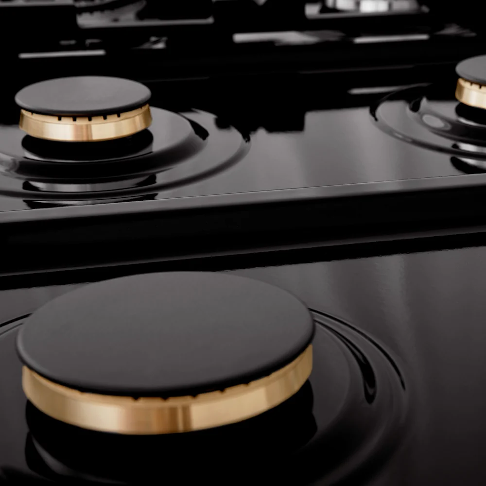 ZLINE 36 in. Legacy Gas Rangetop with 6 Brass Burners and Porcelain Cooktop in Black Stainless Steel (RTB-BR-36) - Image 10
