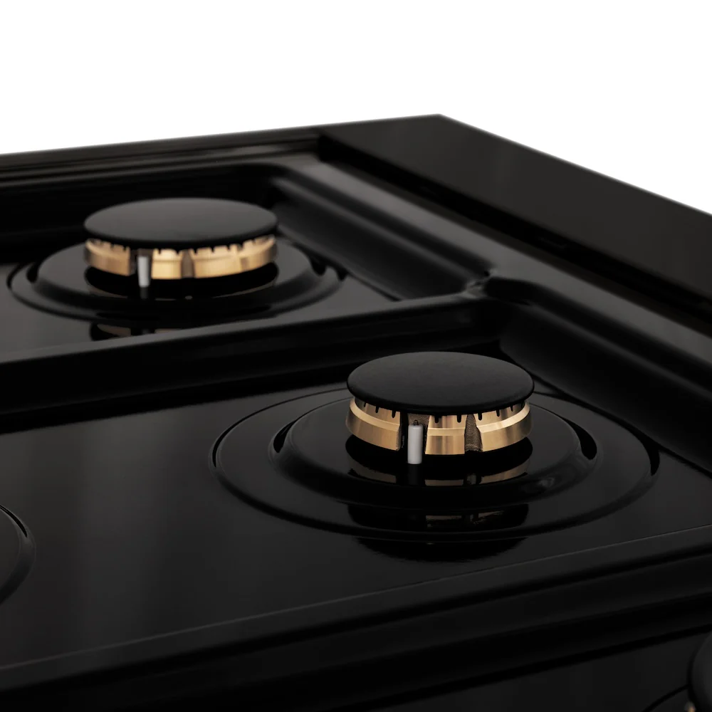 ZLINE 36 in. Legacy Gas Rangetop with 6 Brass Burners and Porcelain Cooktop in Black Stainless Steel (RTB-BR-36) - Image 12