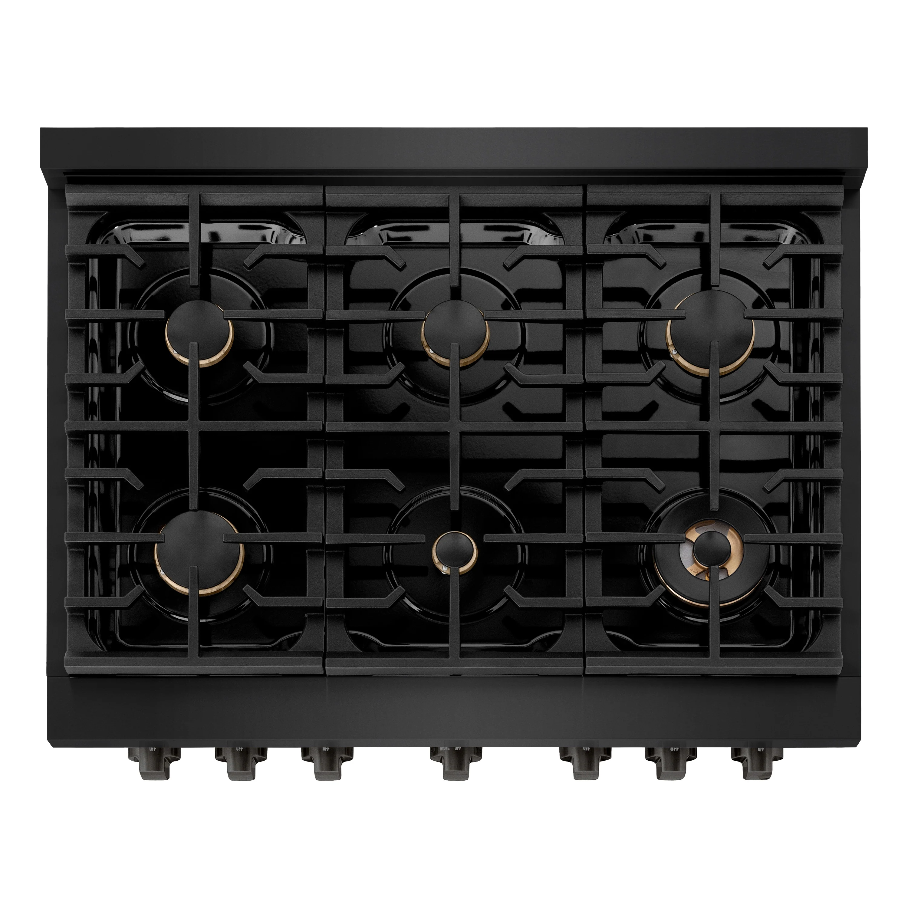 ZLINE 36 in. 5.2 cu. ft. Paramount Dual Fuel Range with Gas Cooktop and Electric Convection Oven in Black Stainless Steel with 6 Brass Burners (SDRB-BR-36) - Image 5
