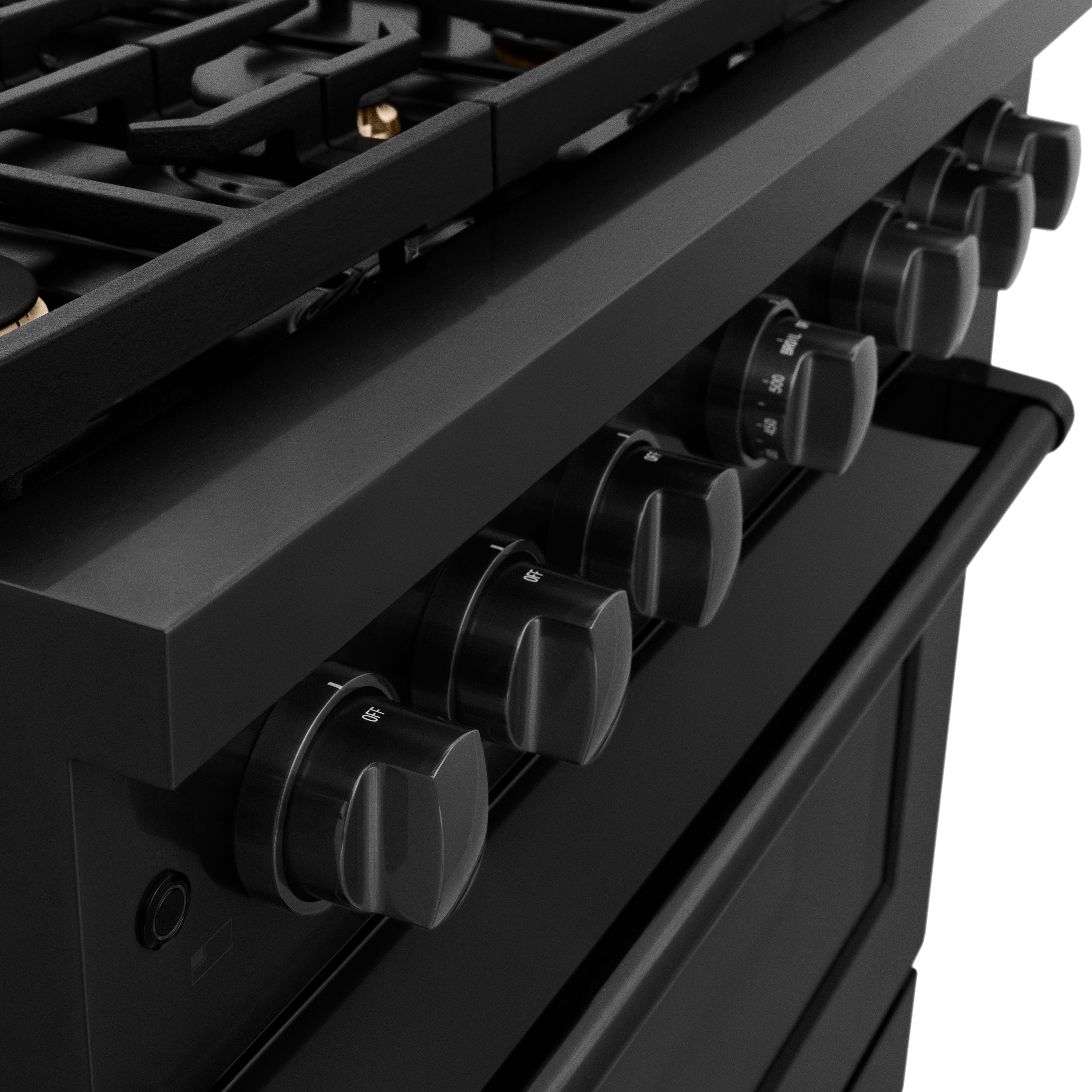 ZLINE 36 in. 5.2 cu. ft. Paramount Dual Fuel Range with Gas Cooktop and Electric Convection Oven in Black Stainless Steel with 6 Brass Burners (SDRB-BR-36) - Image 6