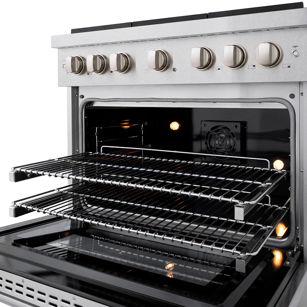 ZLINE 36 in. 5.2 cu. ft. Paramount Dual Fuel Range with 6 Burner DuoPro™ Cooktop and Electric Convection Oven in Satin Stainless Steel (PSDRS-36) - Image 10