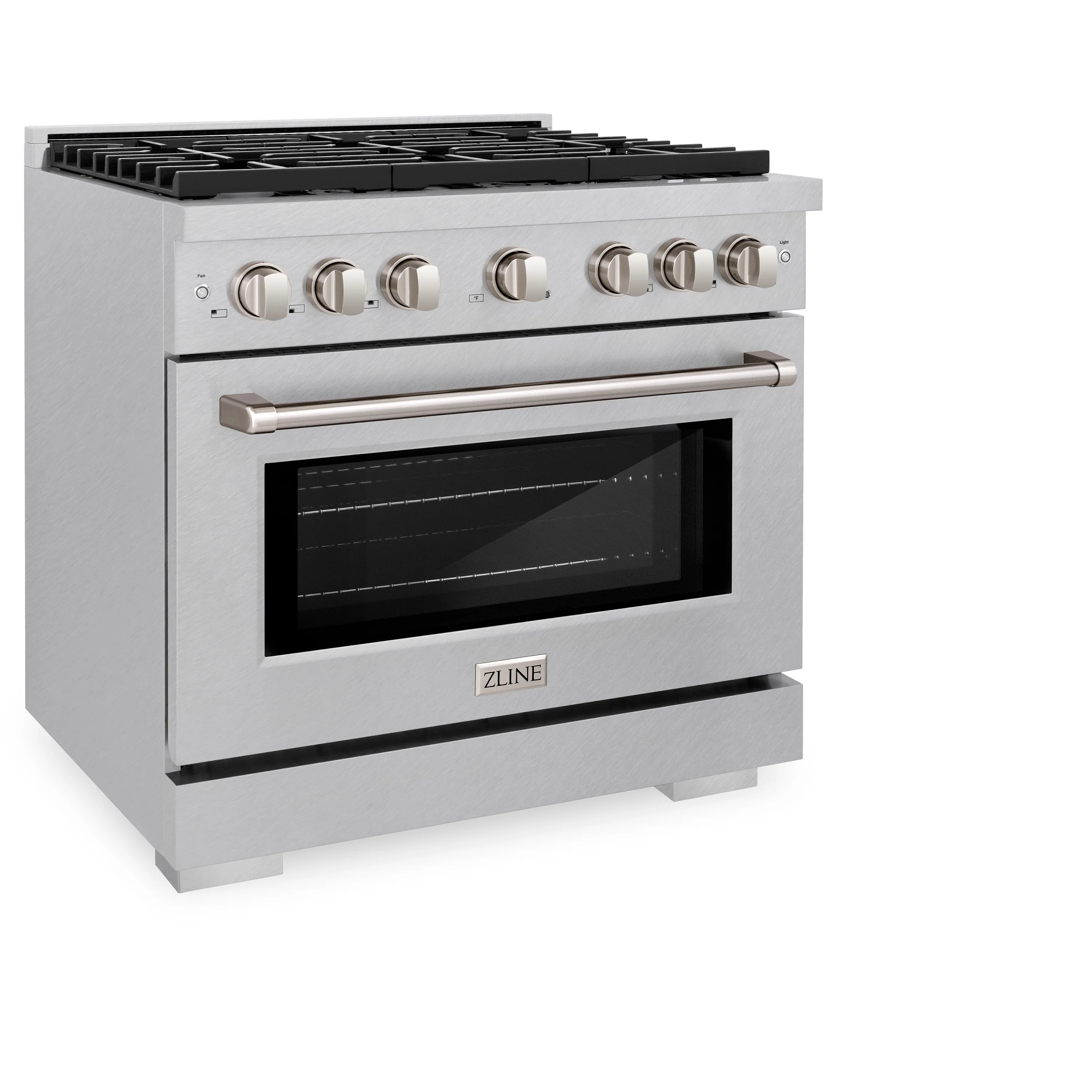 ZLINE 36 in. 5.2 cu. ft. Paramount Dual Fuel Range with Gas Cooktop and Electric Convection Oven in Satin Stainless Steel with 6 Brass Burners (SDRS-BR-36) - Image 3