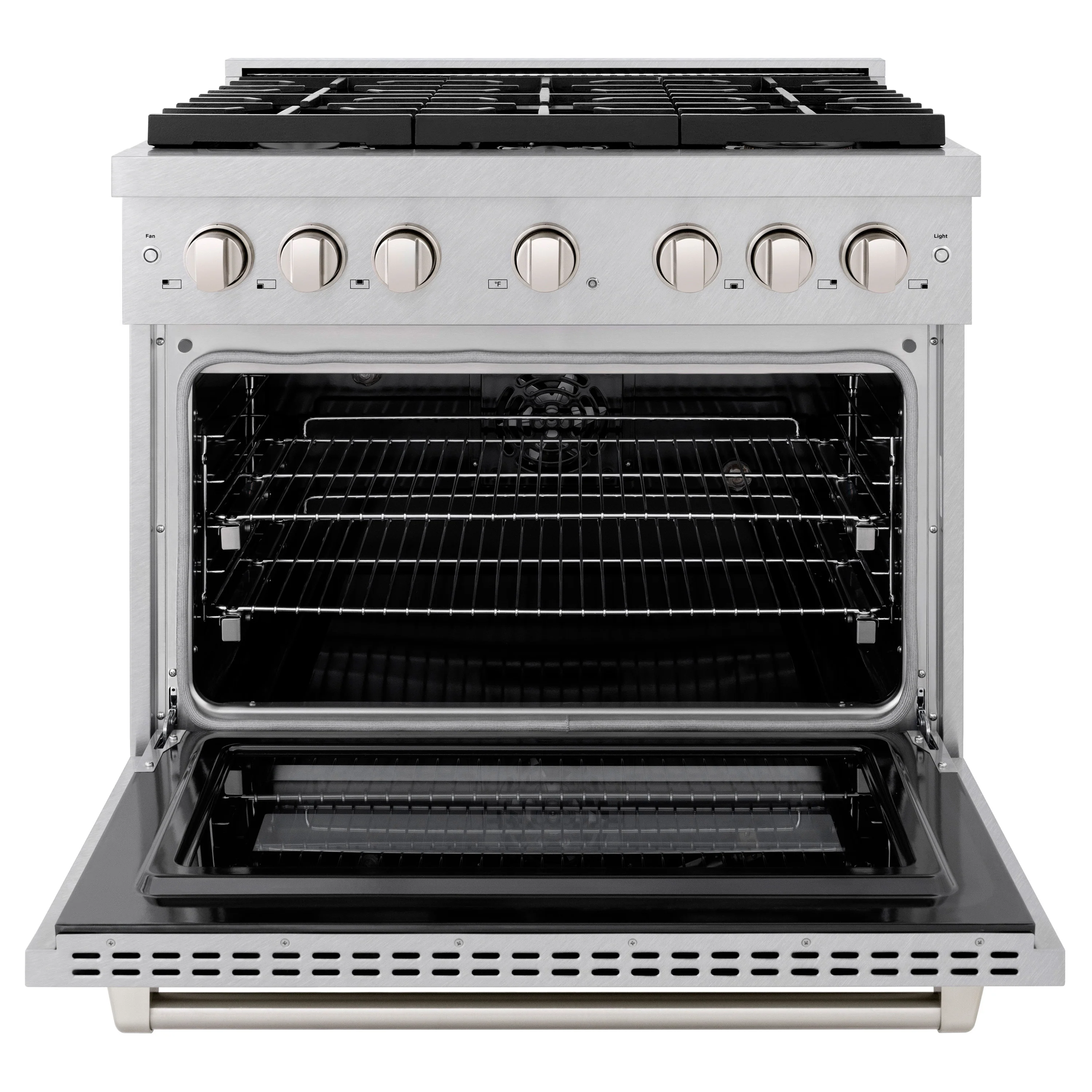 ZLINE 36 in. 5.2 cu. ft. Paramount Dual Fuel Range with 6 Burner Gas Cooktop and Electric Convection Oven in Satin Stainless Steel (SDRS-36) - Image 7