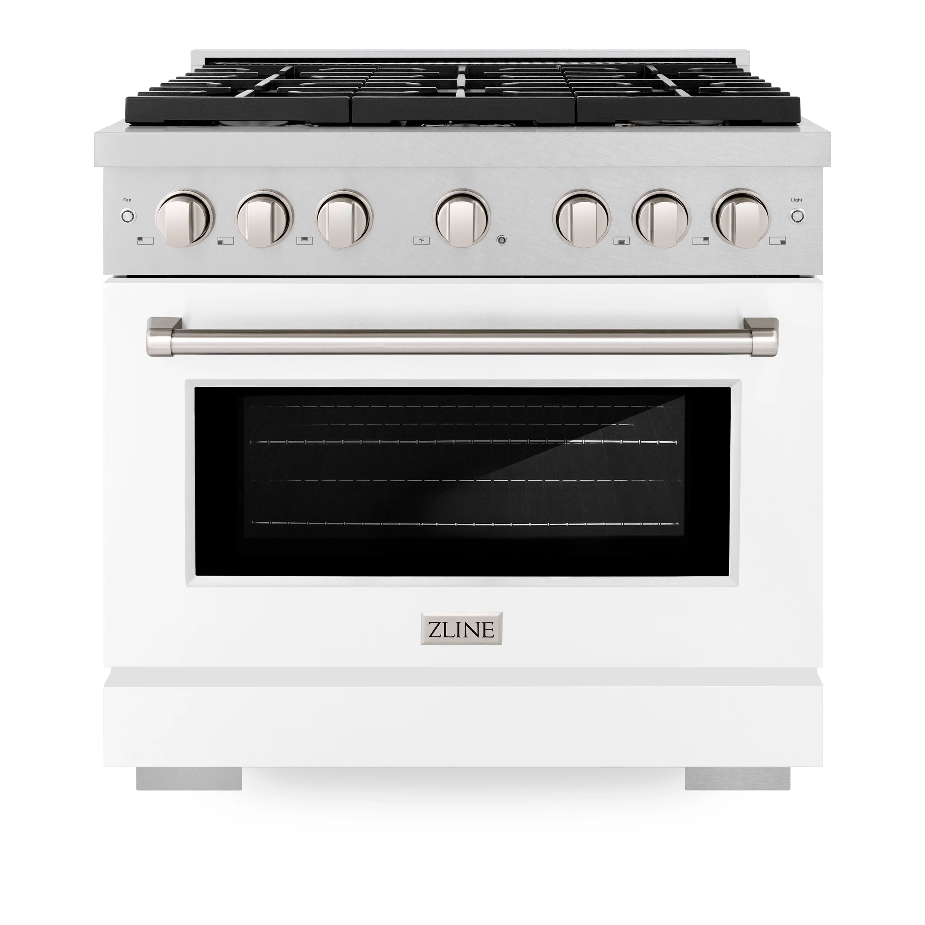 ZLINE 36 in. 5.2 cu. ft. Paramount Dual Fuel Range with 6 Burner Gas Cooktop and Electric Convection Oven in Satin Stainless Steel with White Matte Door (SDRS-WM-36) - Image 5