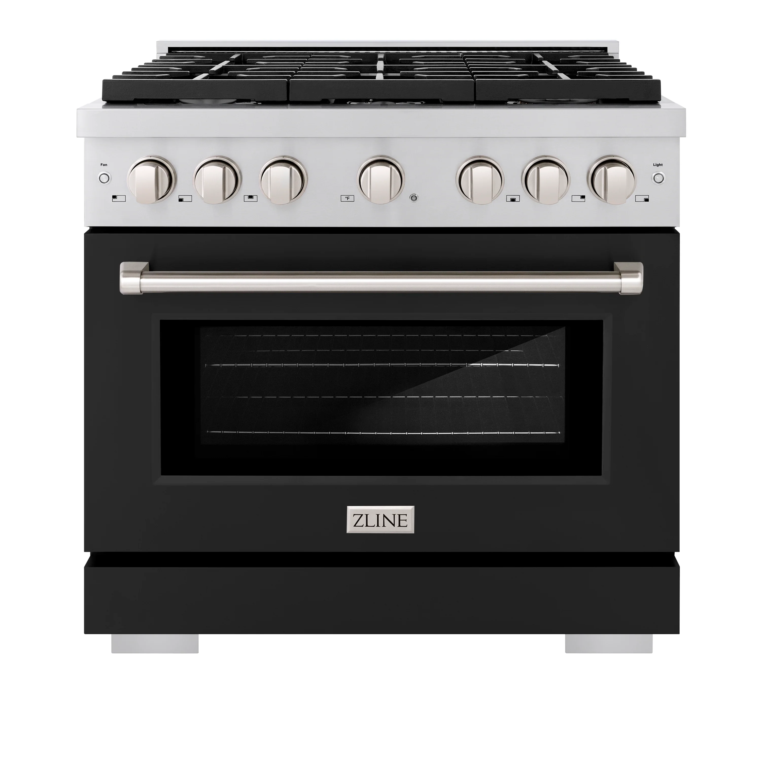 ZLINE 36 in. 5.2 cu. ft. Paramount Dual Fuel Range with 6 Burner Gas Cooktop and Electric Convection Oven in Stainless Steel with Black Matte Door (SDR-BLM-36) - Image 3
