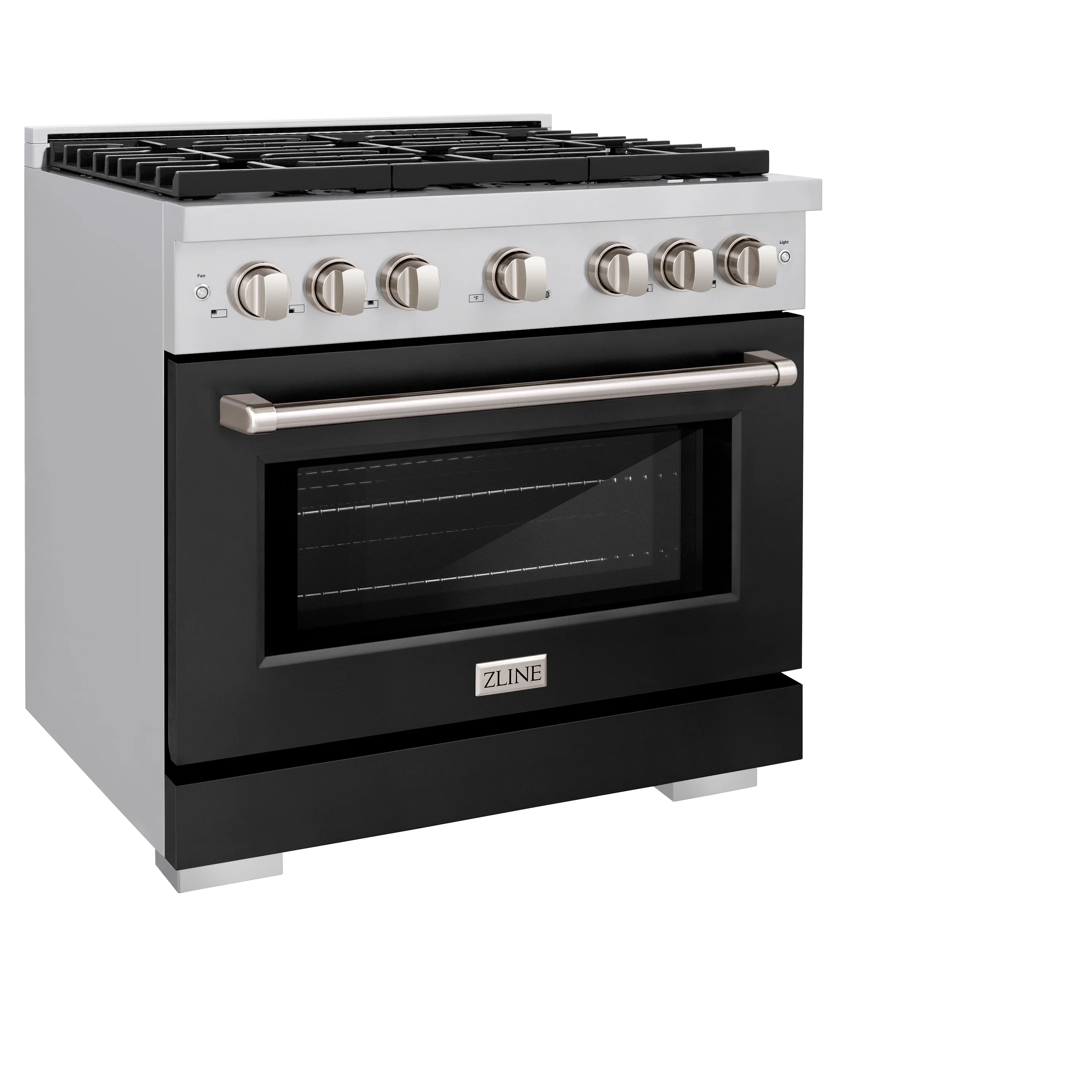 ZLINE 36 in. 5.2 cu. ft. Paramount Dual Fuel Range with 6 Burner Gas Cooktop and Electric Convection Oven in Stainless Steel with Black Matte Door (SDR-BLM-36) - Image 5