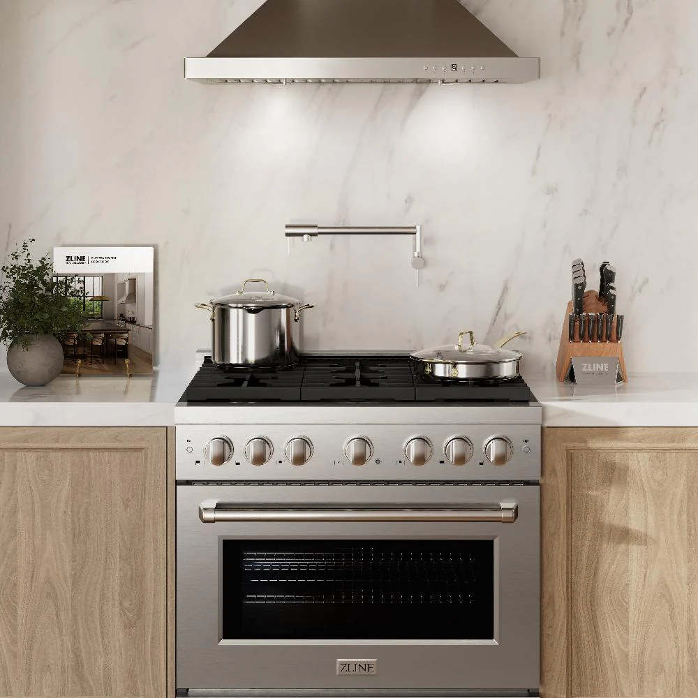 ZLINE 36 in. 5.2 cu. ft. Paramount Dual Fuel Range with Gas Cooktop and Electric Convection Oven in Stainless Steel with 6 Brass Burners (SDR-BR-36) - Image 15