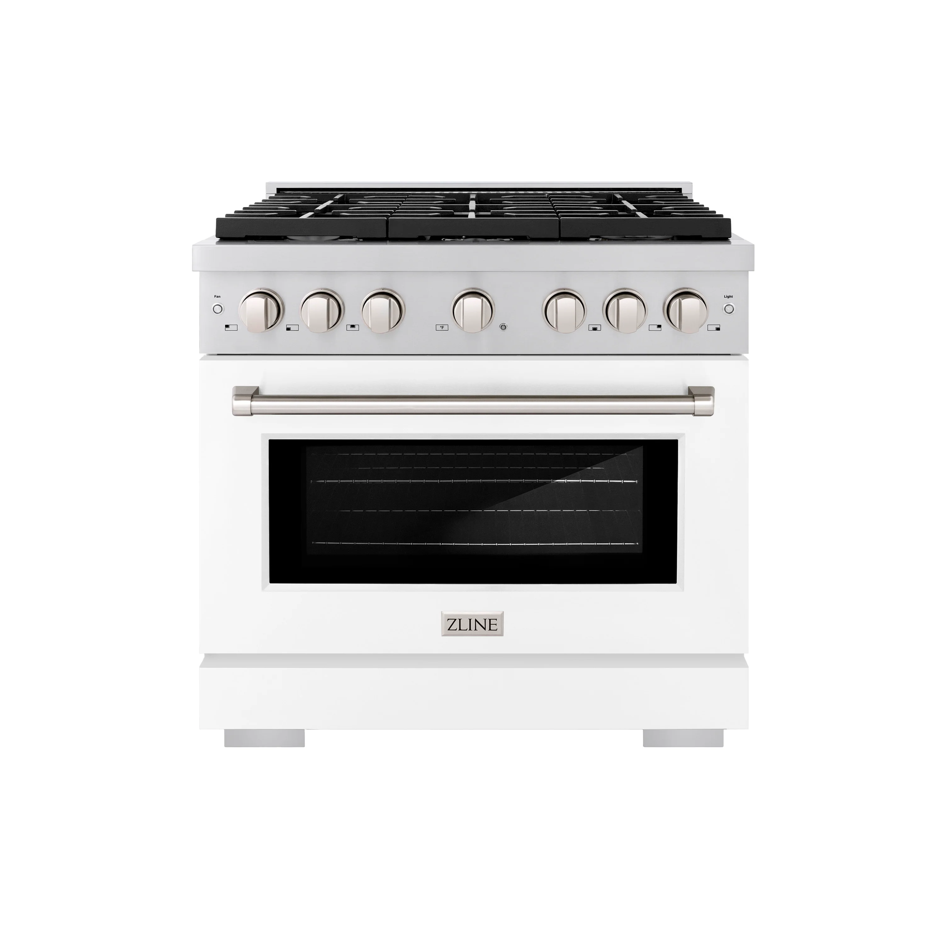 ZLINE 36 in. 5.2 cu. ft. Paramount Dual Fuel Range with 6 Burner Gas Cooktop and Electric Convection Oven in Stainless Steel with White Matte Door (SDR-WM-36) - Image 3