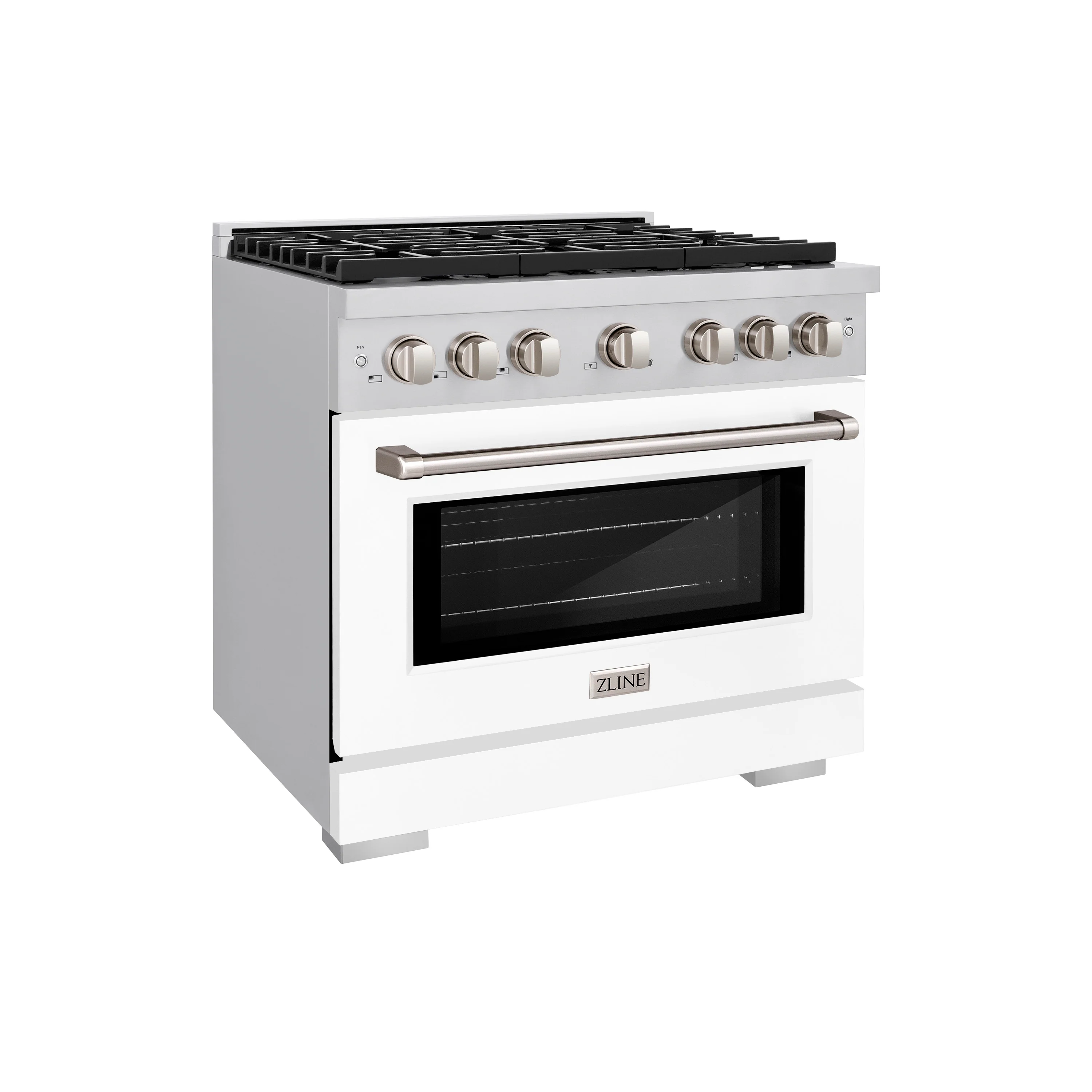 ZLINE 36 in. 5.2 cu. ft. Paramount Dual Fuel Range with 6 Burner Gas Cooktop and Electric Convection Oven in Stainless Steel with White Matte Door (SDR-WM-36) - Image 4