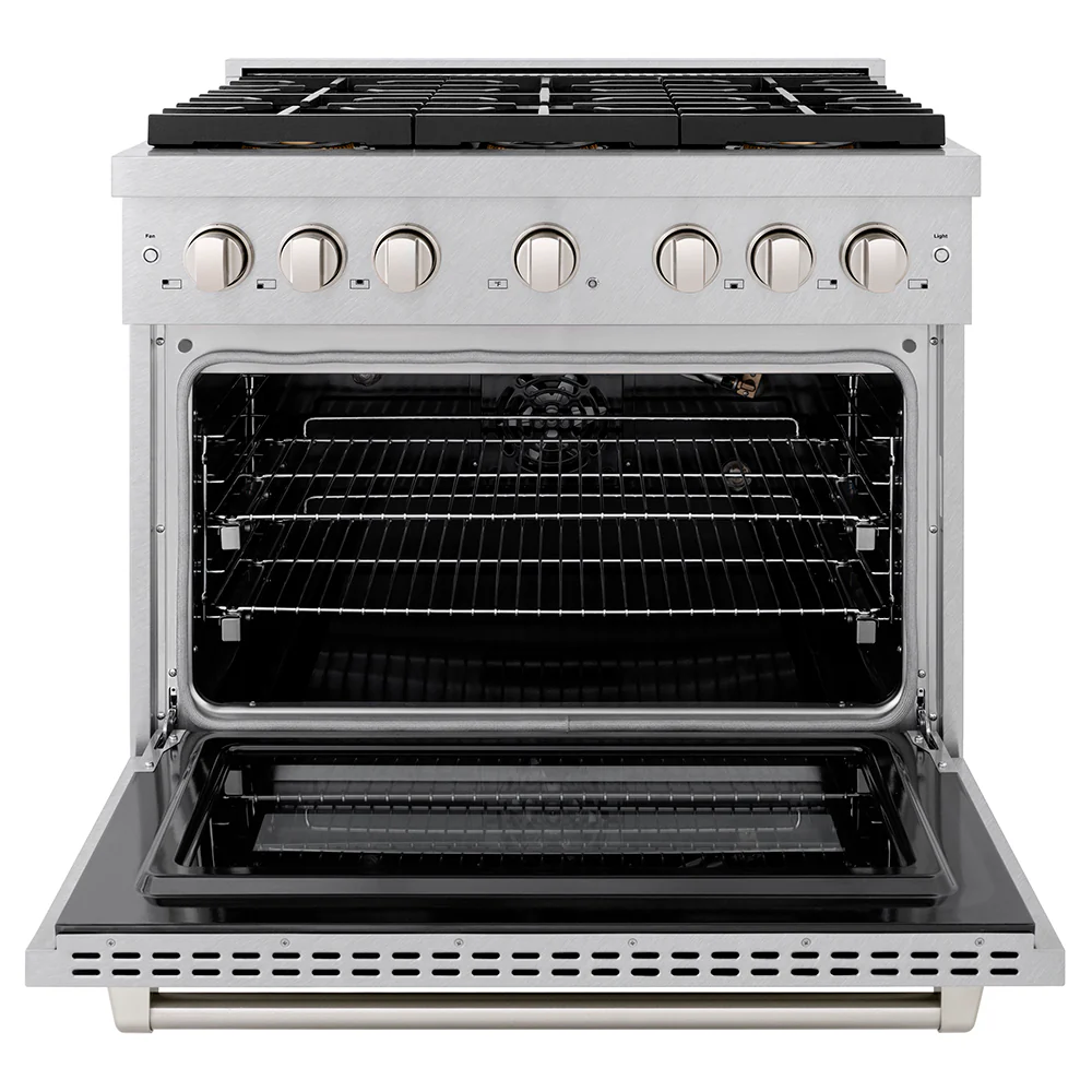 ZLINE 36 in. 5.2 cu. ft. Paramount Gas Range with 6 Burner DuoPro™ Cooktop and Convection Gas Oven in Satin Stainless Steel (PSGRS-36) - Image 3