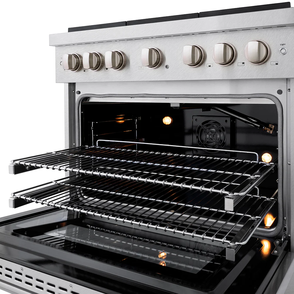 ZLINE 36 in. 5.2 cu. ft. Paramount Gas Range with 6 Burner DuoPro™ Cooktop and Convection Gas Oven in Satin Stainless Steel (PSGRS-36) - Image 4