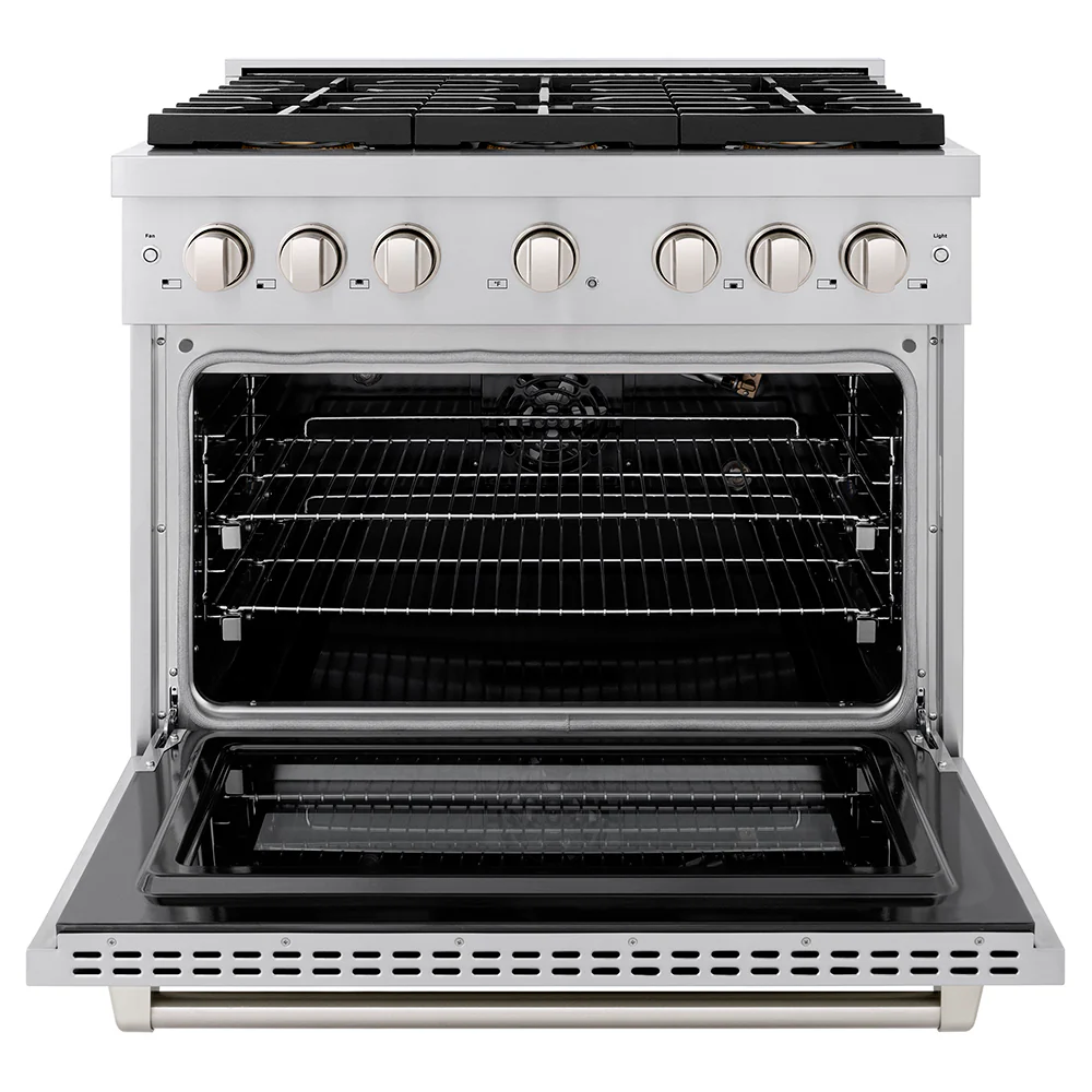 ZLINE 36 in. 5.2 cu. ft. Paramount Gas Range with 6 Burner DuoPro™ Cooktop and Convection Gas Oven in Stainless Steel (PSGR36) - Image 4