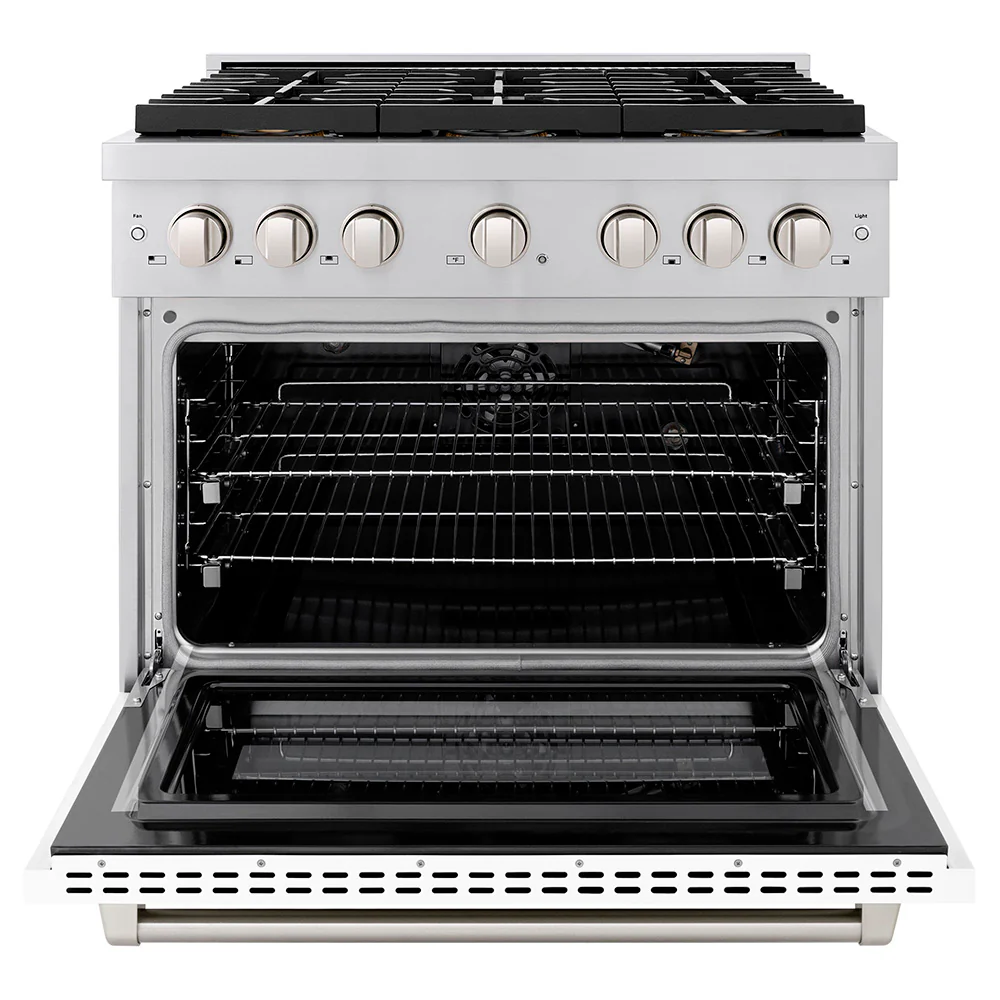 ZLINE 36 in. 5.2 cu. ft. Paramount Gas Range with 6 Burner DuoPro™ Cooktop and Convection Gas Oven with White Matte Door (PSGR-WM-36) - Image 4