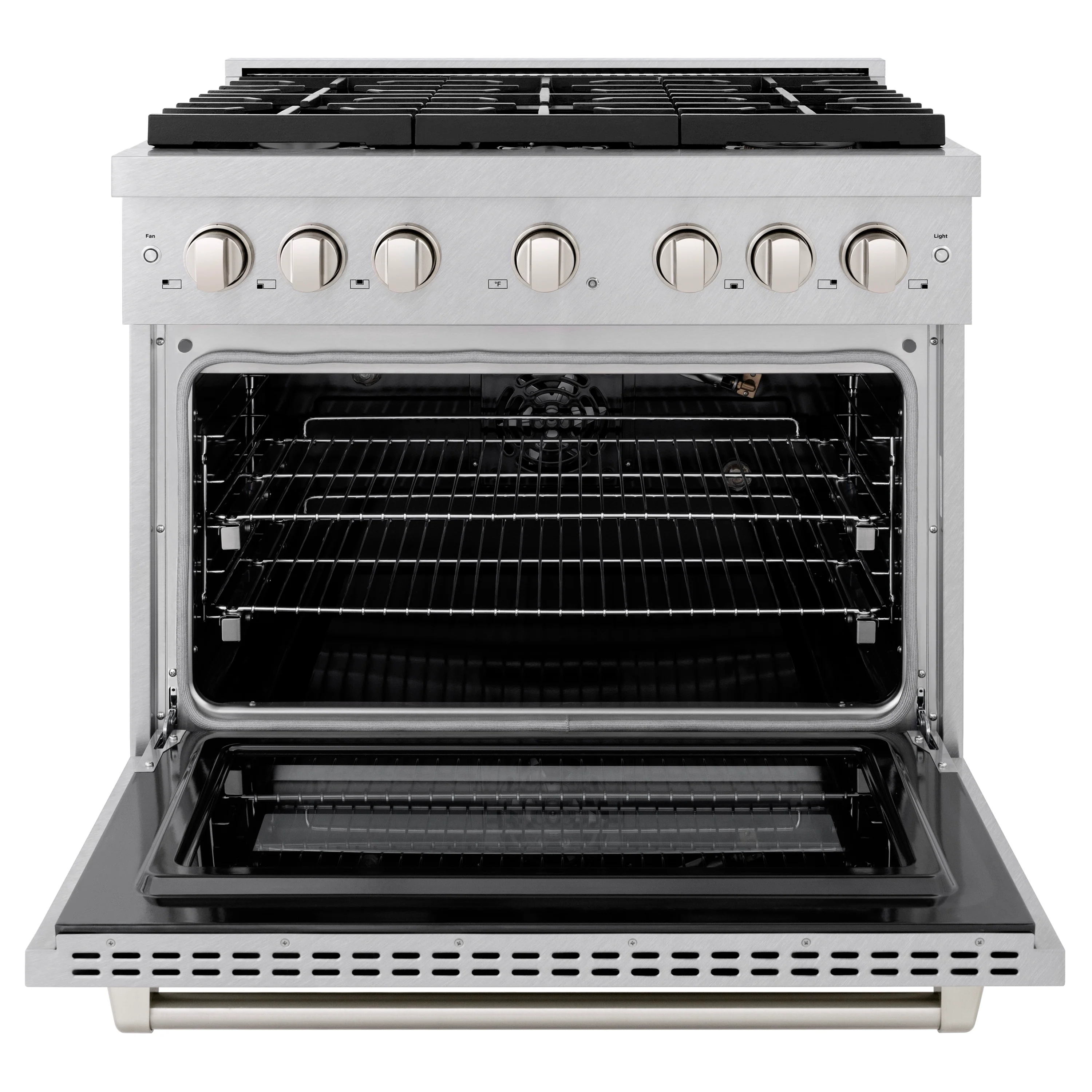 ZLINE 36 in. 5.2 cu. ft. Paramount Gas Range with 6 burner Cooktop and Convection Gas Oven in Satin Stainless Steel (SGRS-36) - Image 7