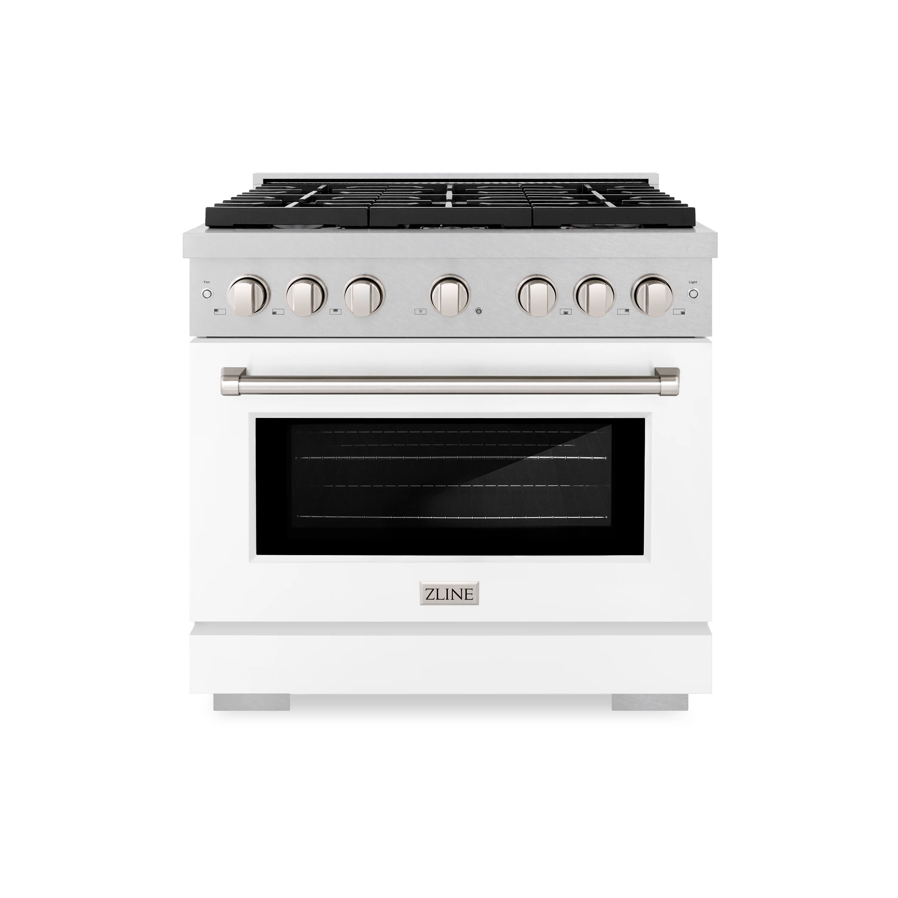 ZLINE 36 in. 5.2 cu. ft. Paramount Gas Range with 6 Burner Cooktop and Convection Gas Oven in Satin Stainless Steel with White Matte Door (SGRS-WM-36) - Image 3