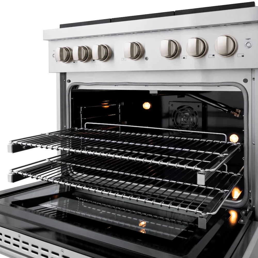 ZLINE 36 in. 5.2 cu. ft. Paramount Gas Range with Convection Gas Oven in Stainless Steel with 6 Brass Burners (SGR-BR-36) - Image 14