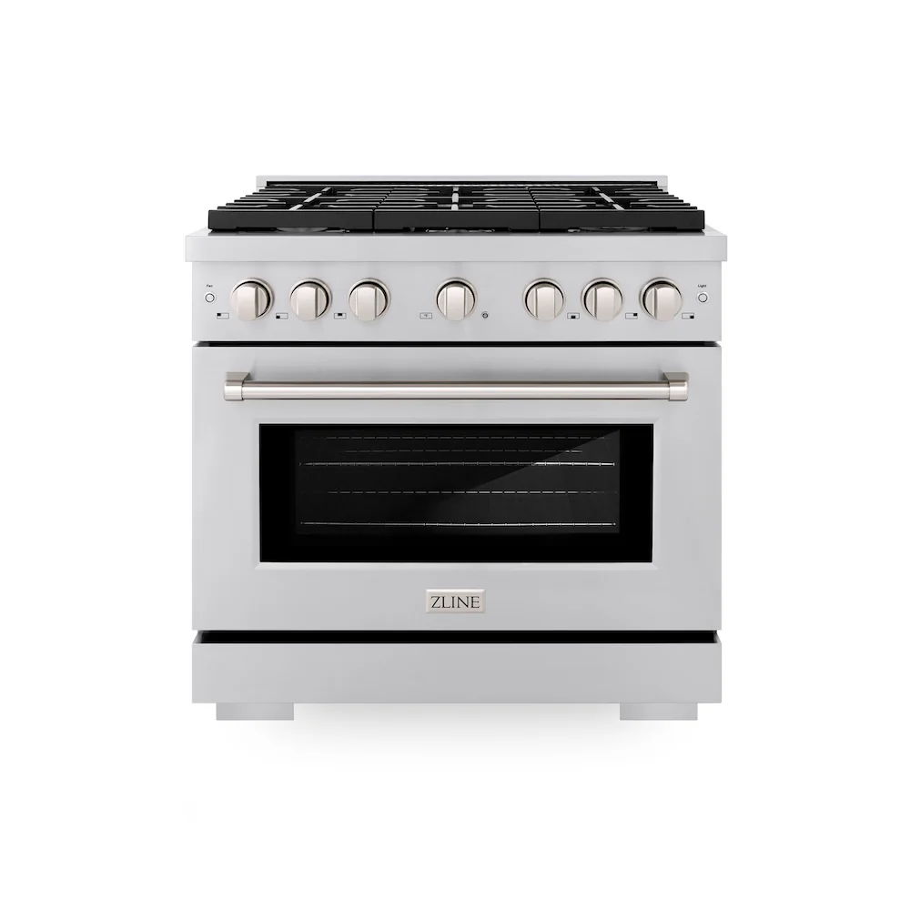 ZLINE 36 in. 5.2 cu. ft. Paramount Gas Range with Convection Gas Oven in Stainless Steel with 6 Brass Burners (SGR-BR-36) - Image 4