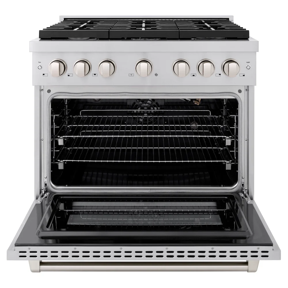 ZLINE 36 in. 5.2 cu. ft. Paramount Gas Range with Convection Gas Oven in Stainless Steel with 6 Brass Burners (SGR-BR-36) - Image 5