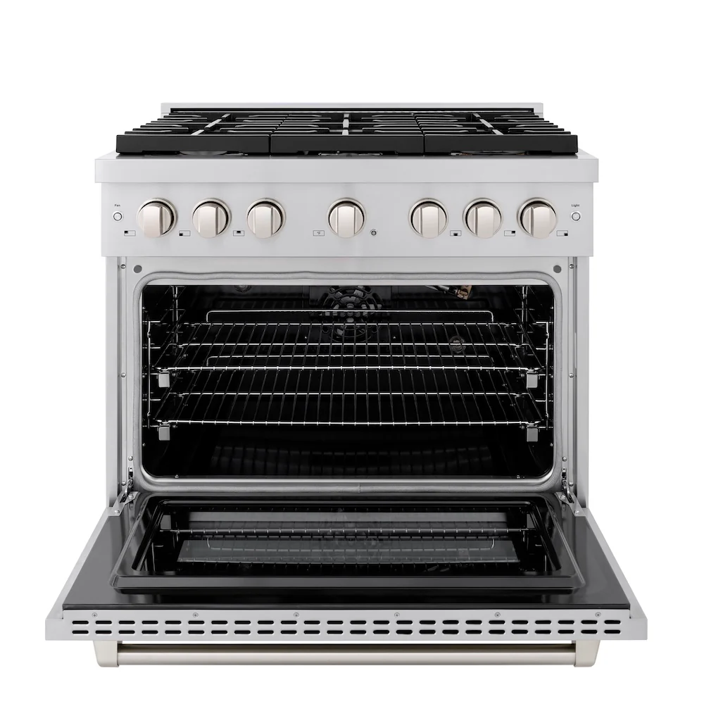 ZLINE 36 in. 5.2 cu. ft. Paramount Gas Range with Convection Gas Oven in Stainless Steel with 6 Brass Burners (SGR-BR-36) - Image 6