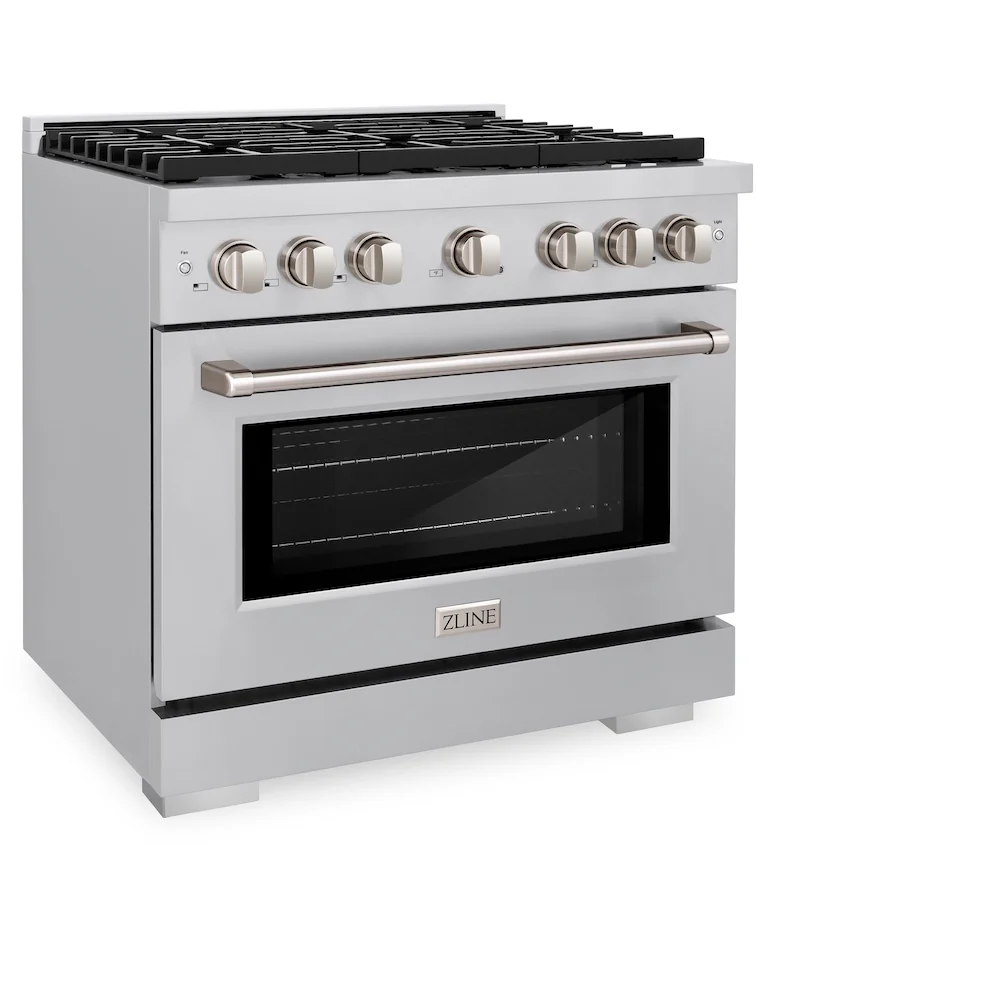 ZLINE 36 in. 5.2 cu. ft. Paramount Gas Range with Convection Gas Oven in Stainless Steel with 6 Brass Burners (SGR-BR-36) - Image 7