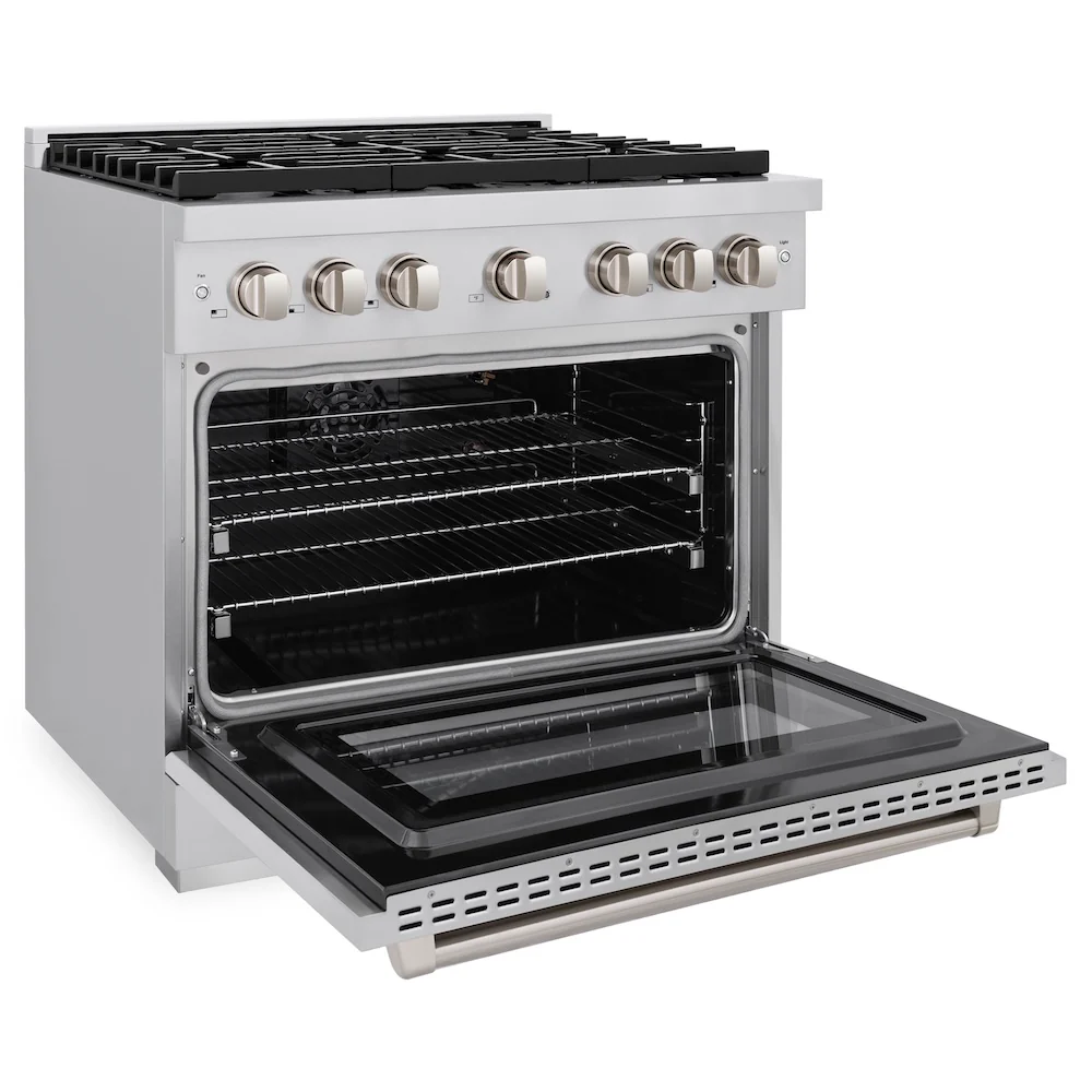 ZLINE 36 in. 5.2 cu. ft. Paramount Gas Range with Convection Gas Oven in Stainless Steel with 6 Brass Burners (SGR-BR-36) - Image 8