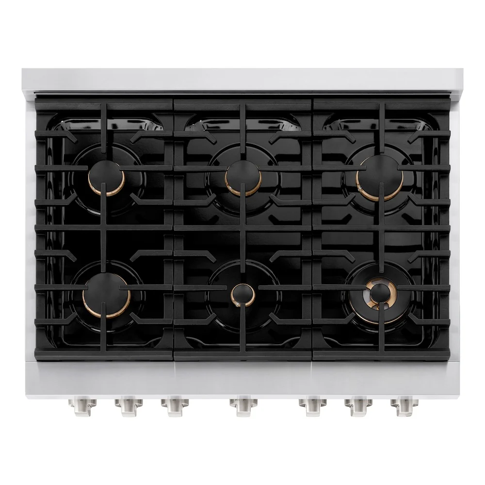 ZLINE 36 in. 5.2 cu. ft. Paramount Gas Range with Convection Gas Oven in Stainless Steel with 6 Brass Burners (SGR-BR-36) - Image 9