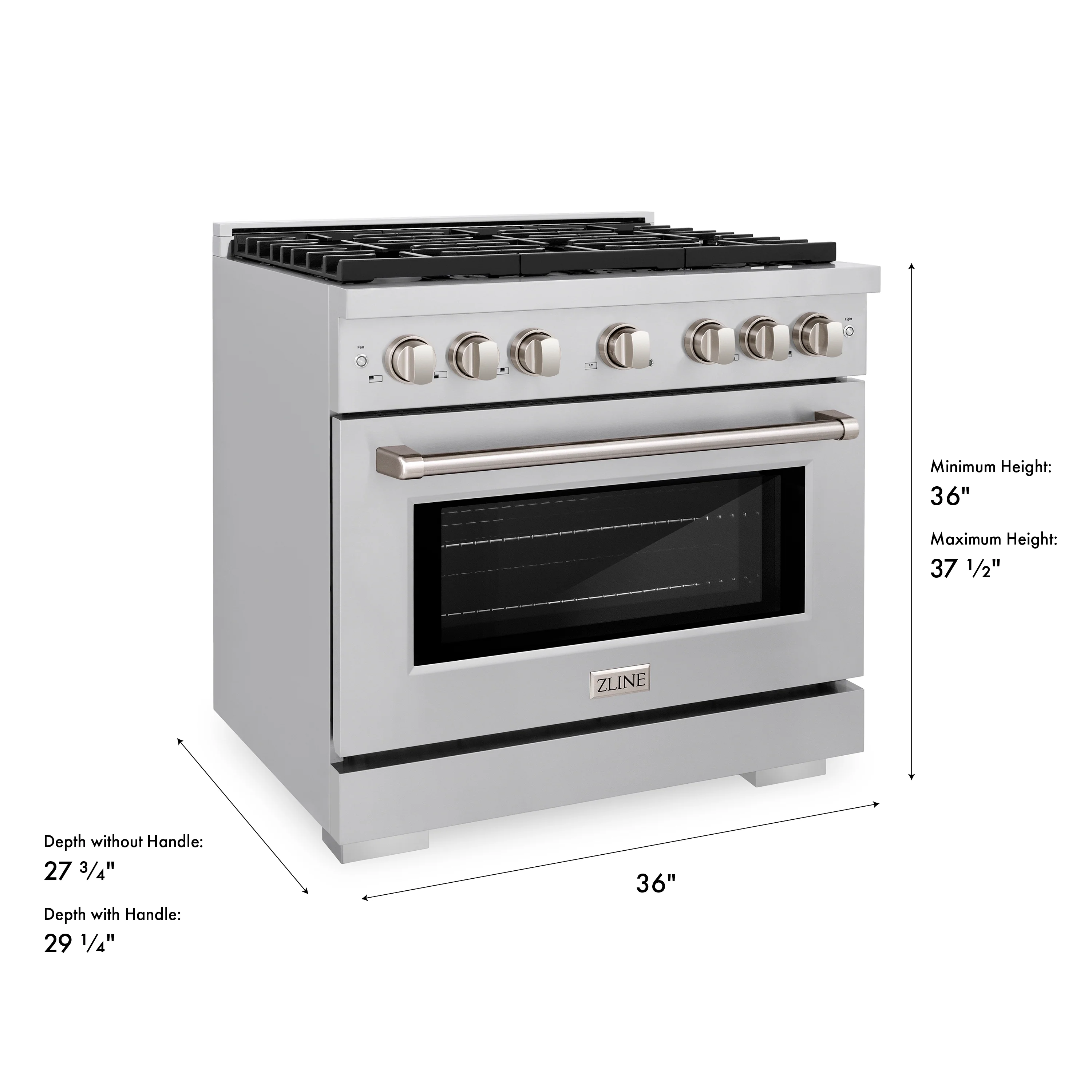 ZLINE 36 in. 5.2 cu. ft. Paramount Gas Range with 6 Burner Cooktop and Convection Gas Oven in Stainless Steel (SGR36) - Image 24