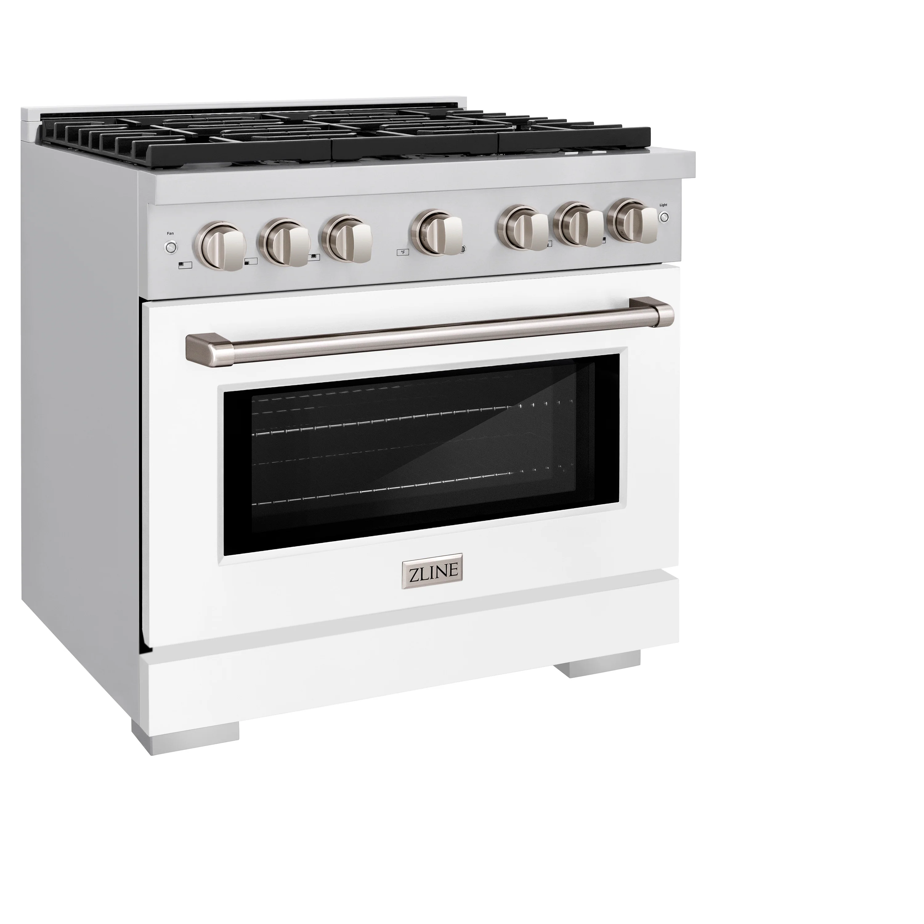 ZLINE 36 in. 5.2 cu. ft. Paramount Gas Range with 6 Burner Cooktop and Convection Gas Oven in Stainless Steel with White Matte Door (SGR-WM-36) - Image 5