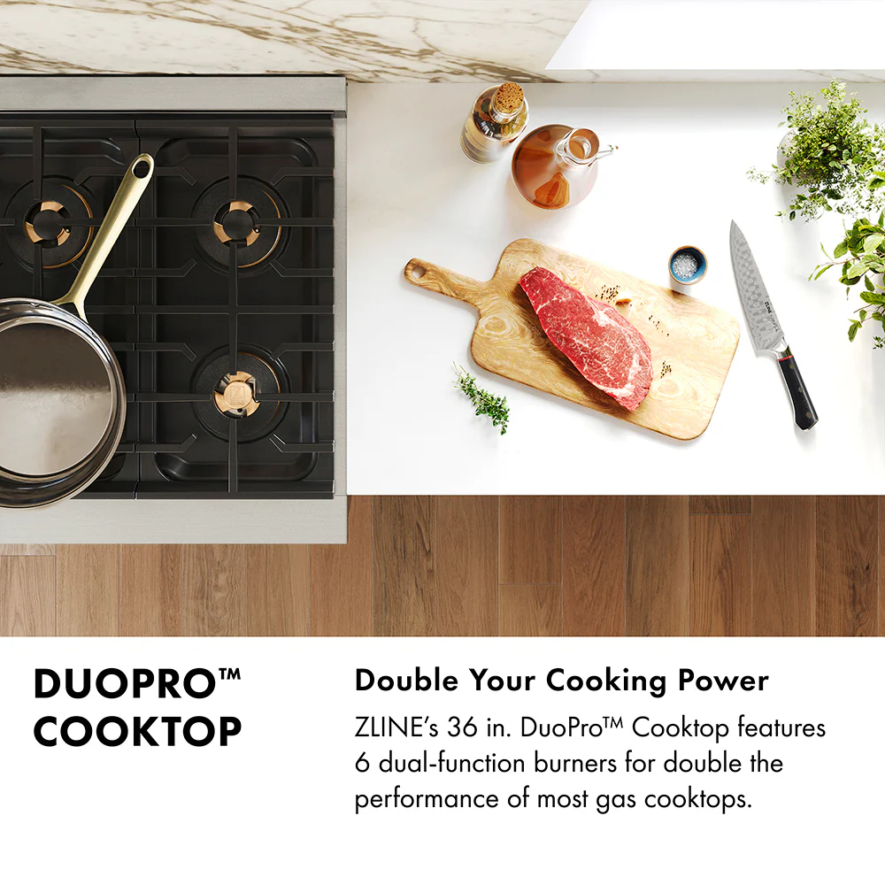 ZLINE 36 in. Paramount Gas Rangetop with 6 Burner DuoPro™ Cooktop in Black Satin Stainless Steel (PSRTBS-36) - Image 9