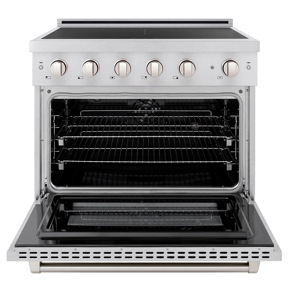 ZLINE 36 in. 5.2 cu. ft. Paramount Induction Range with 5 Element Cooktop and Electric Convection Oven in Satin Stainless Steel (SINRS-36) - Image 3