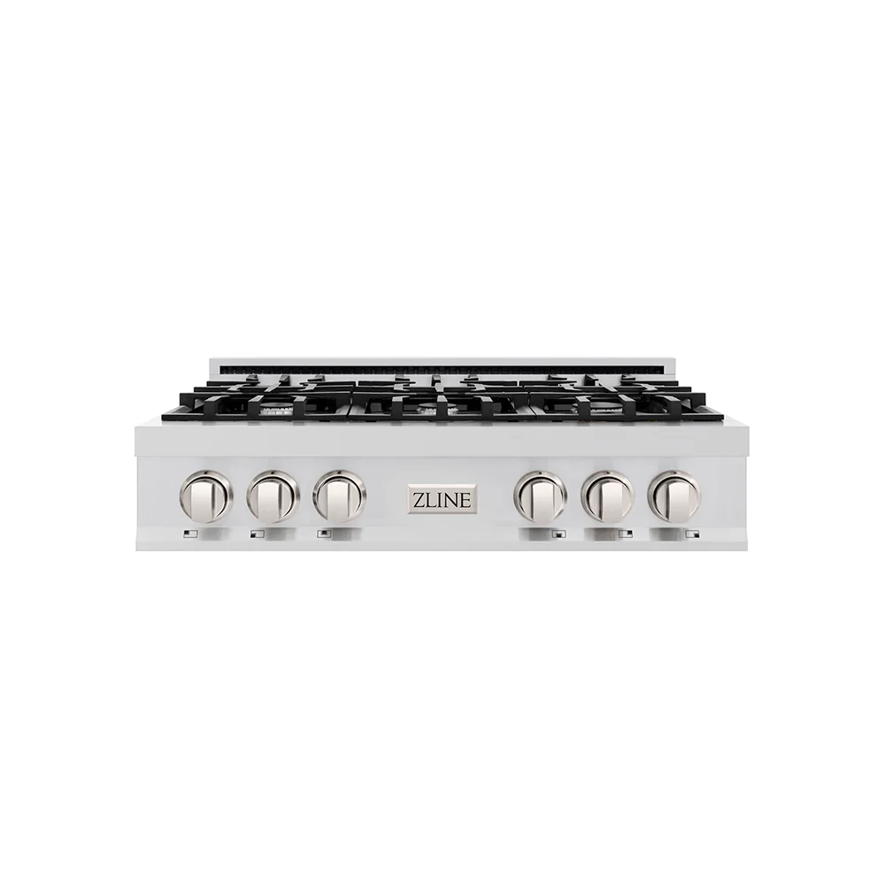 ZLINE 36 in. Classic Gas Rangetop with 6 Burners and Porcelain Cooktop in Stainless Steel with Griddle (RT-GR-36) - Image 2