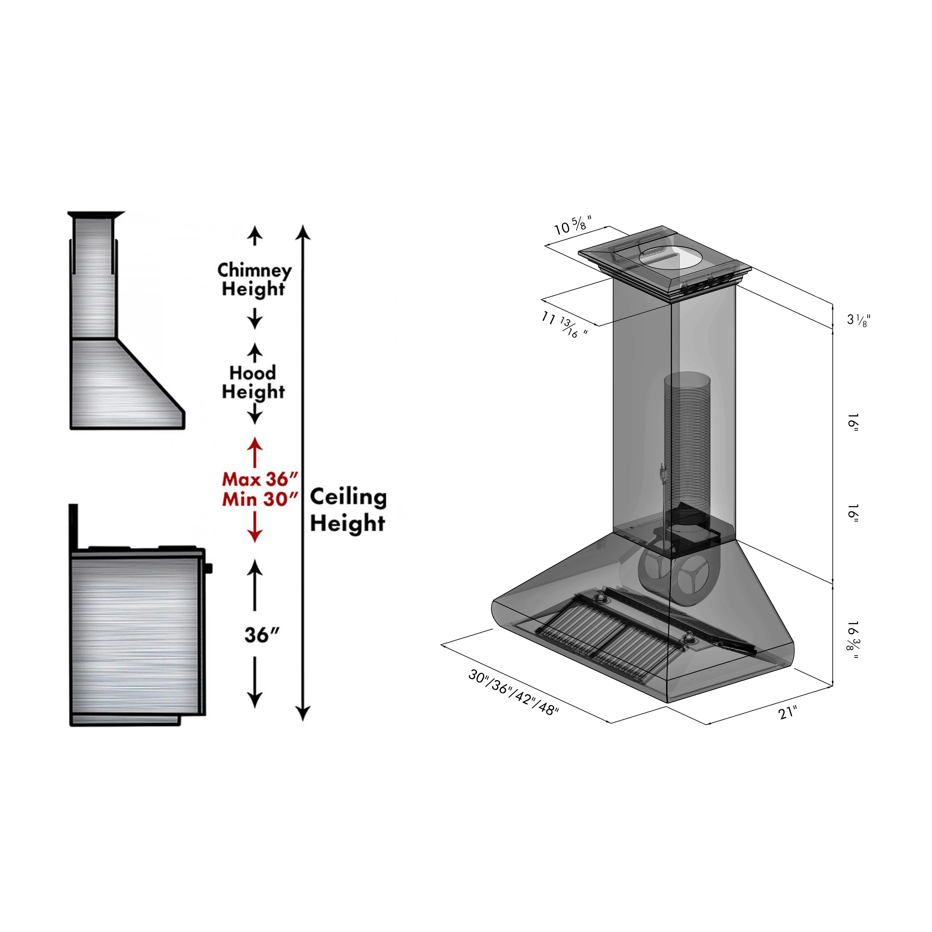 ZLINE 36" Professional Convertible Vent Wall Mount Range Hood in Stainless Steel with Crown Molding (587CRN-36) - Image 6