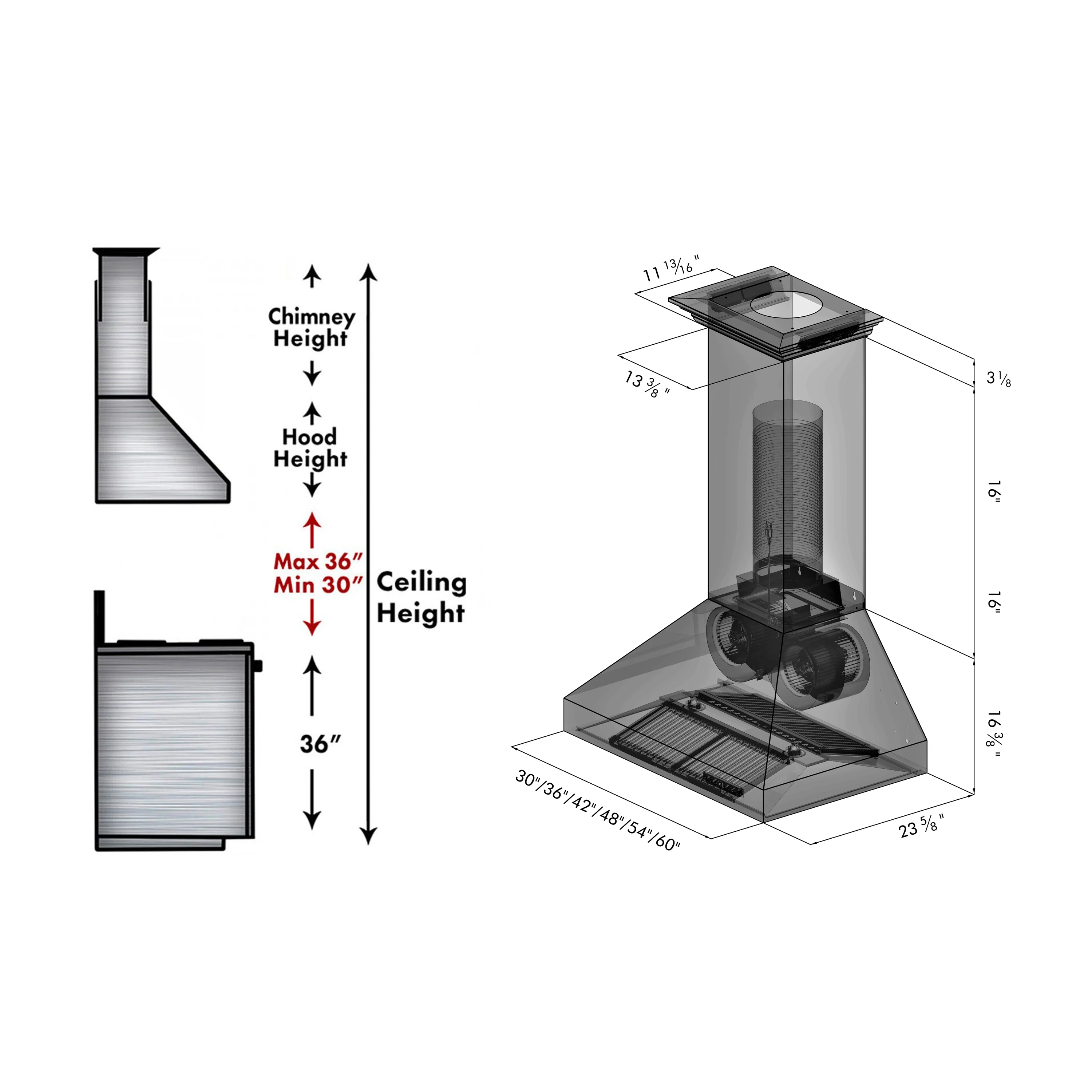 ZLINE 36" Professional Ducted Wall Mount Range Hood in Stainless Steel with Crown Molding (667CRN-36) - Image 12