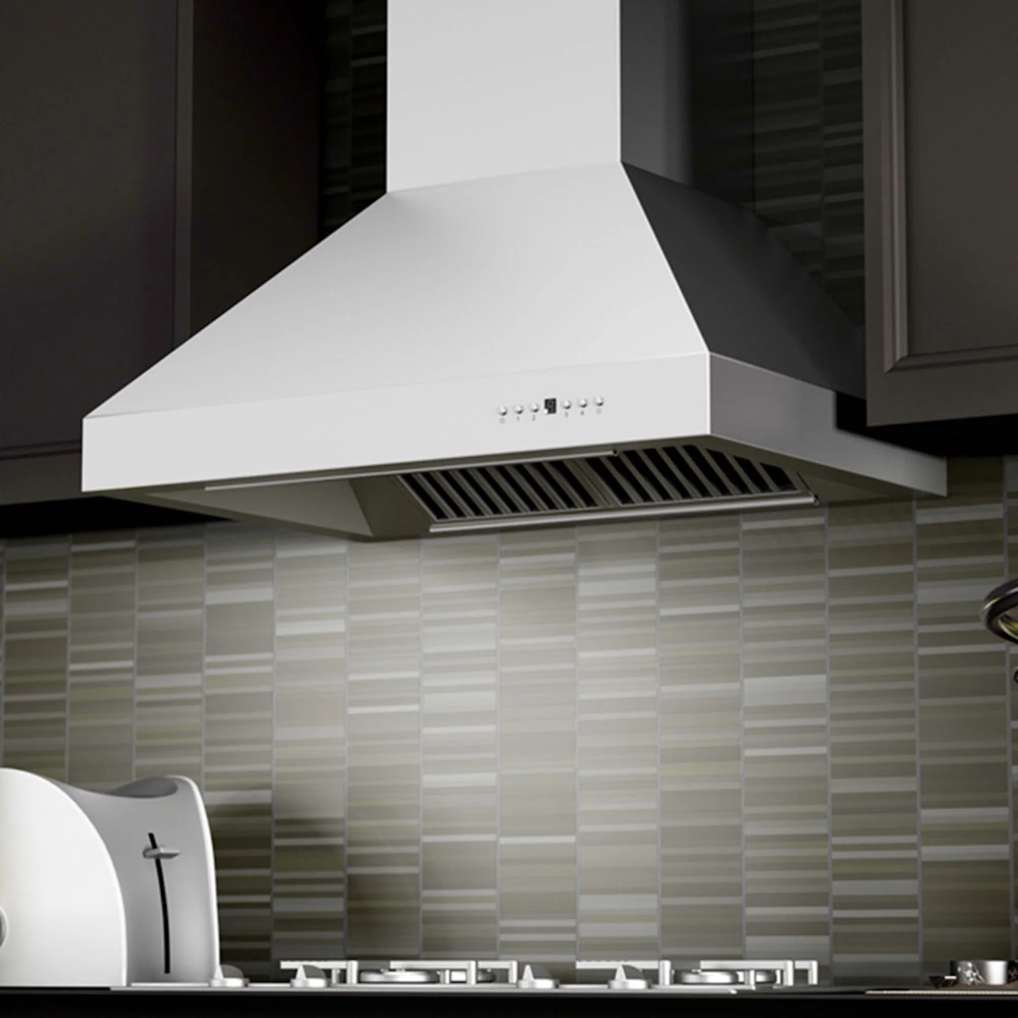 ZLINE 36" Professional Ducted Wall Mount Range Hood in Stainless Steel with Crown Molding (667CRN-36) - Image 8