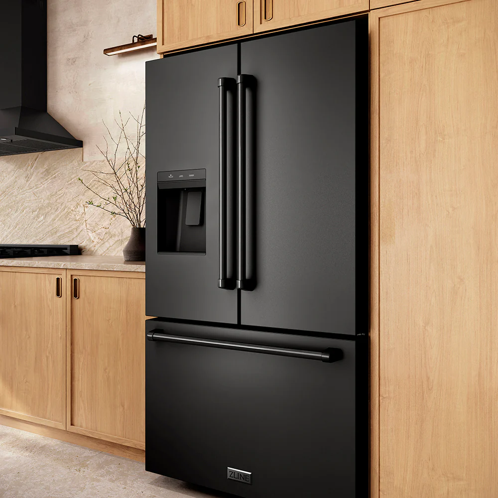 ZLINE 36 in. 28.9 cu. ft. Standard-Depth French Door External Water Dispenser Refrigerator with Dual Ice Maker in Fingerprint-Resistant Black Stainless Steel (RSM-W-36-BS) - Image 16
